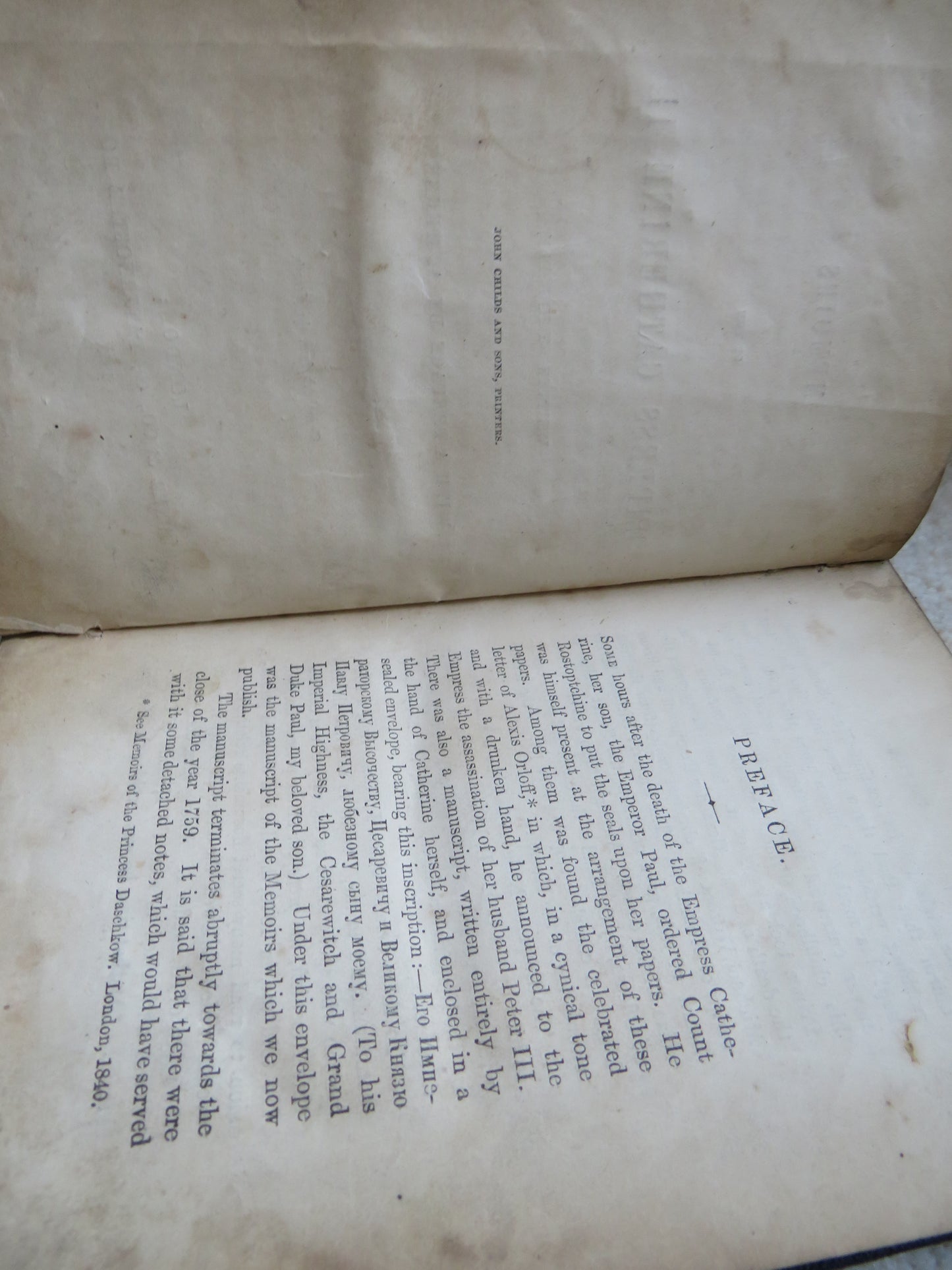 Memoirs of the Empress Catherine II Written By Herself With A Preference By A. Herzen 1859
