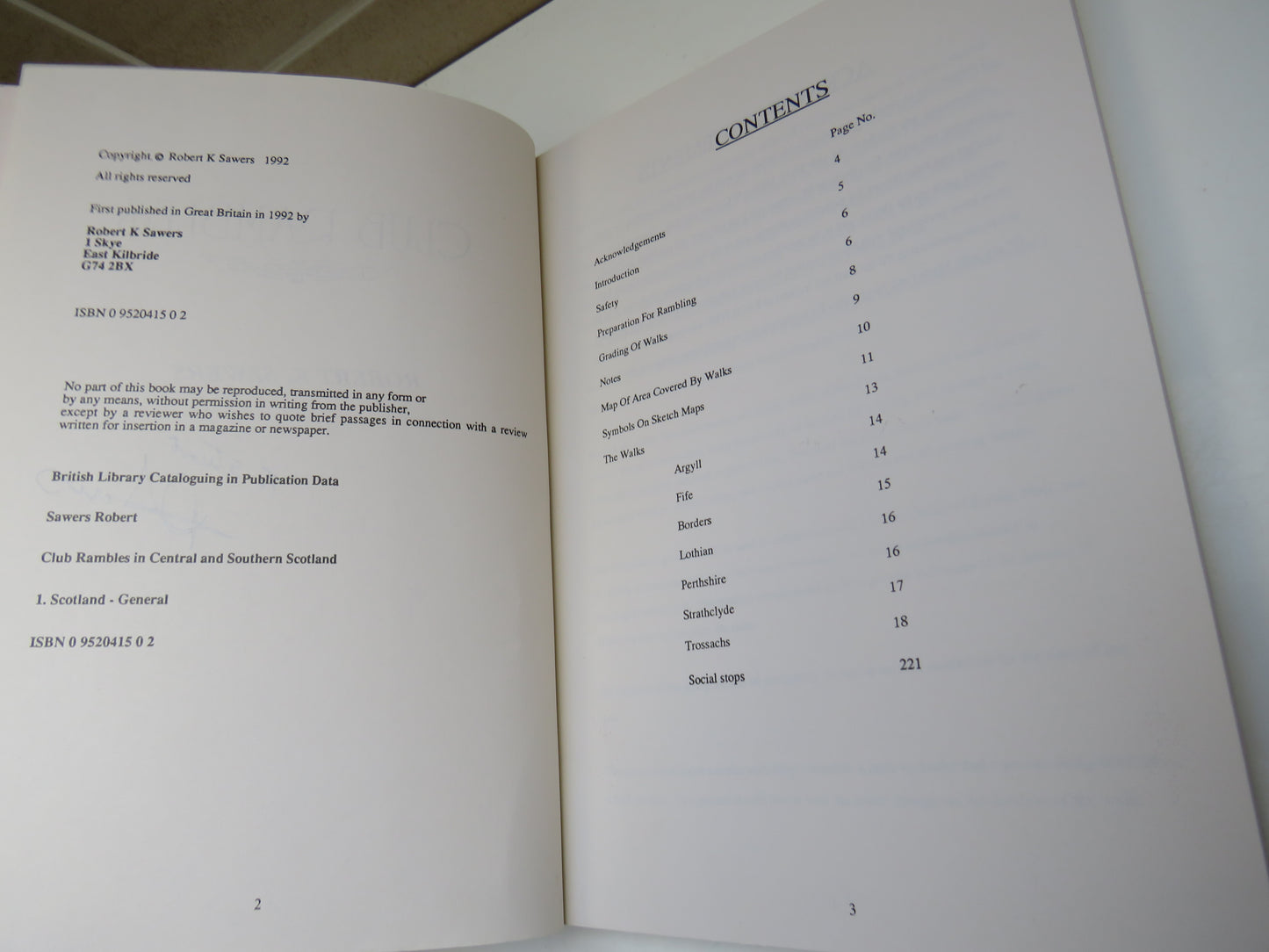 Club Rambles Central and Southern Scotland By Robert K. Sawers 1992