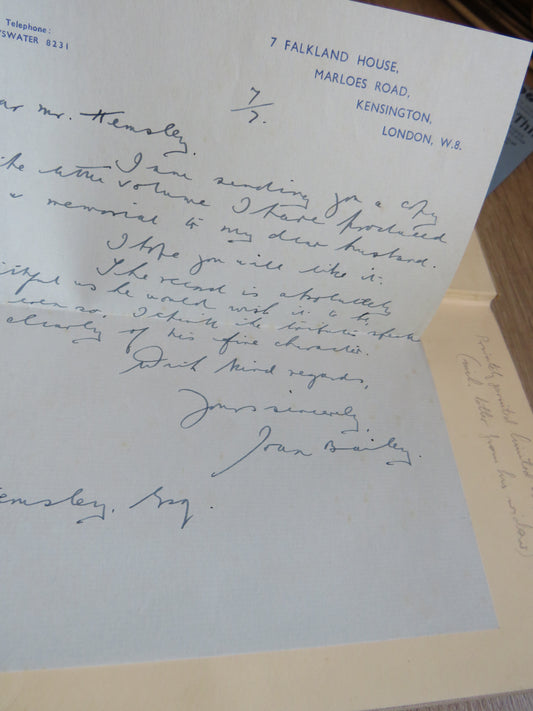 Sir William Bailey An Album of Remembrance With Letter From His Widow