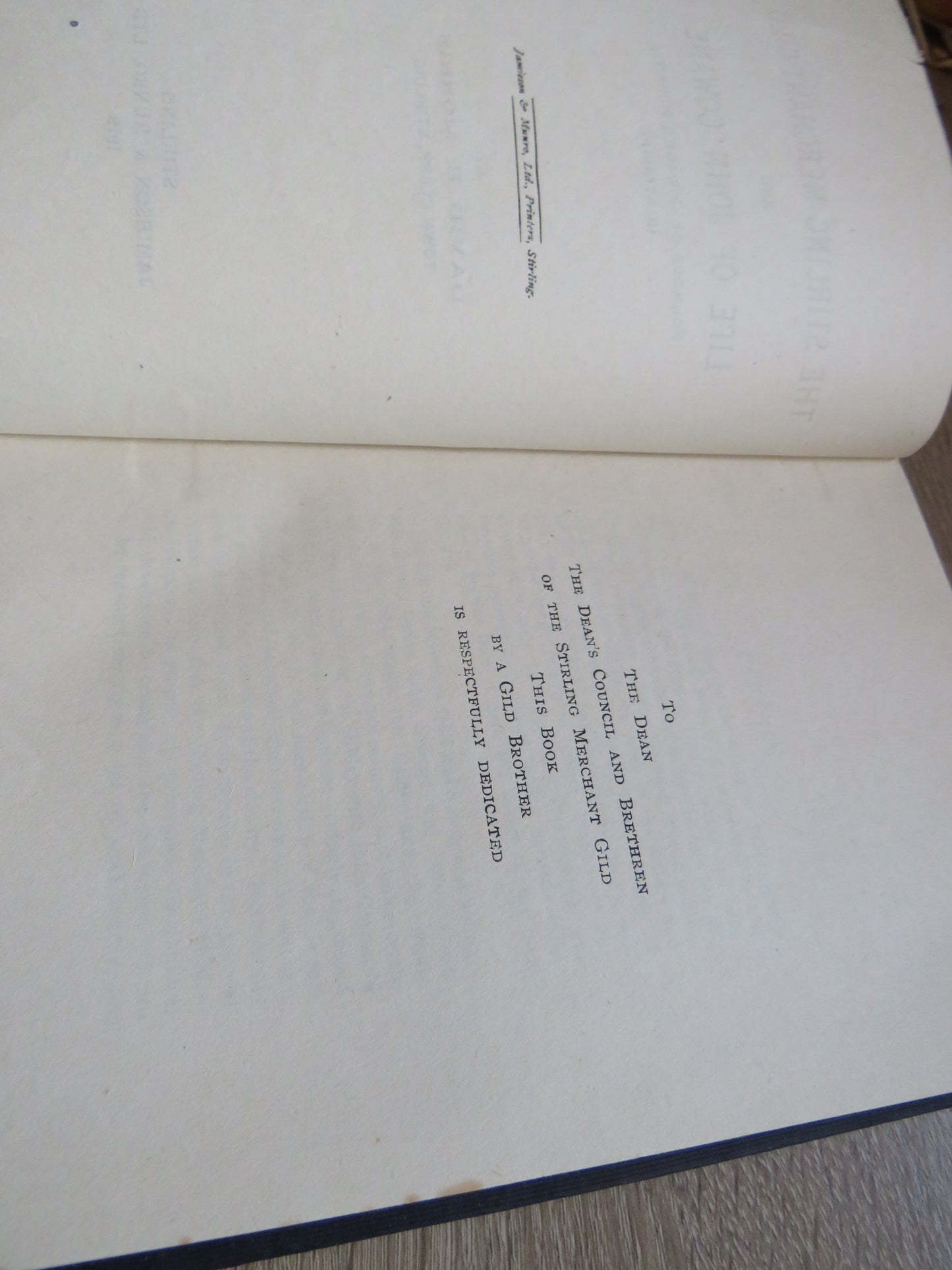 The Stirling Merchant Gild and Life of John Cowane By David B. Morris 1919, Antique Book