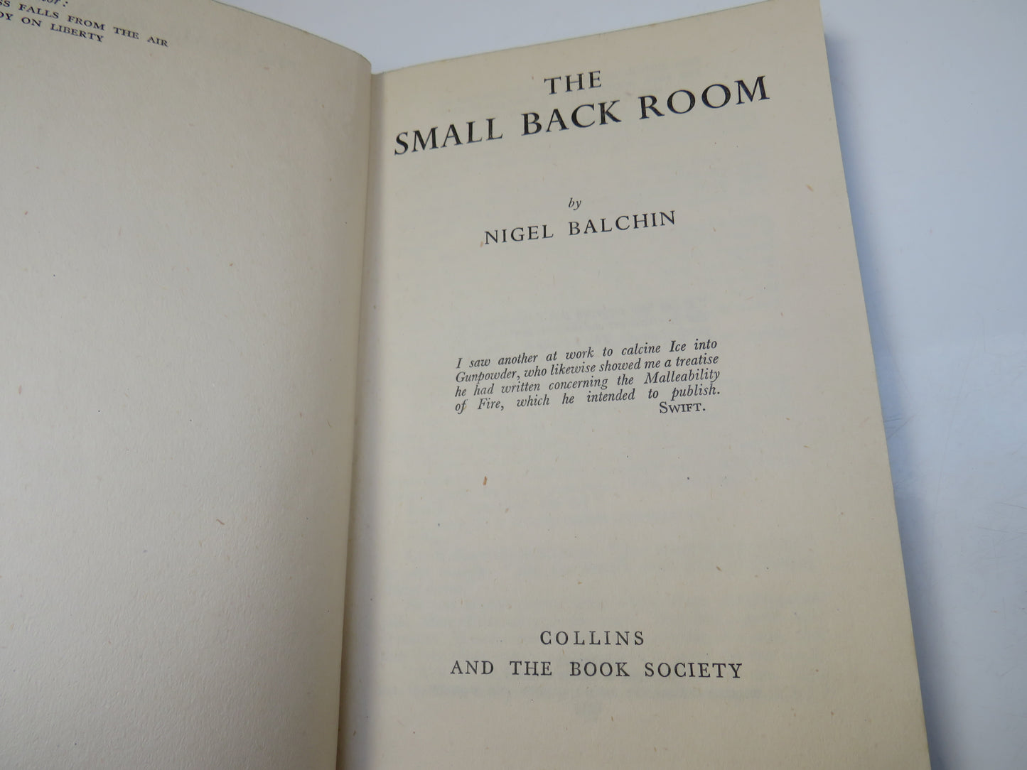 The Small Back Room By Nigel Balchin 1943