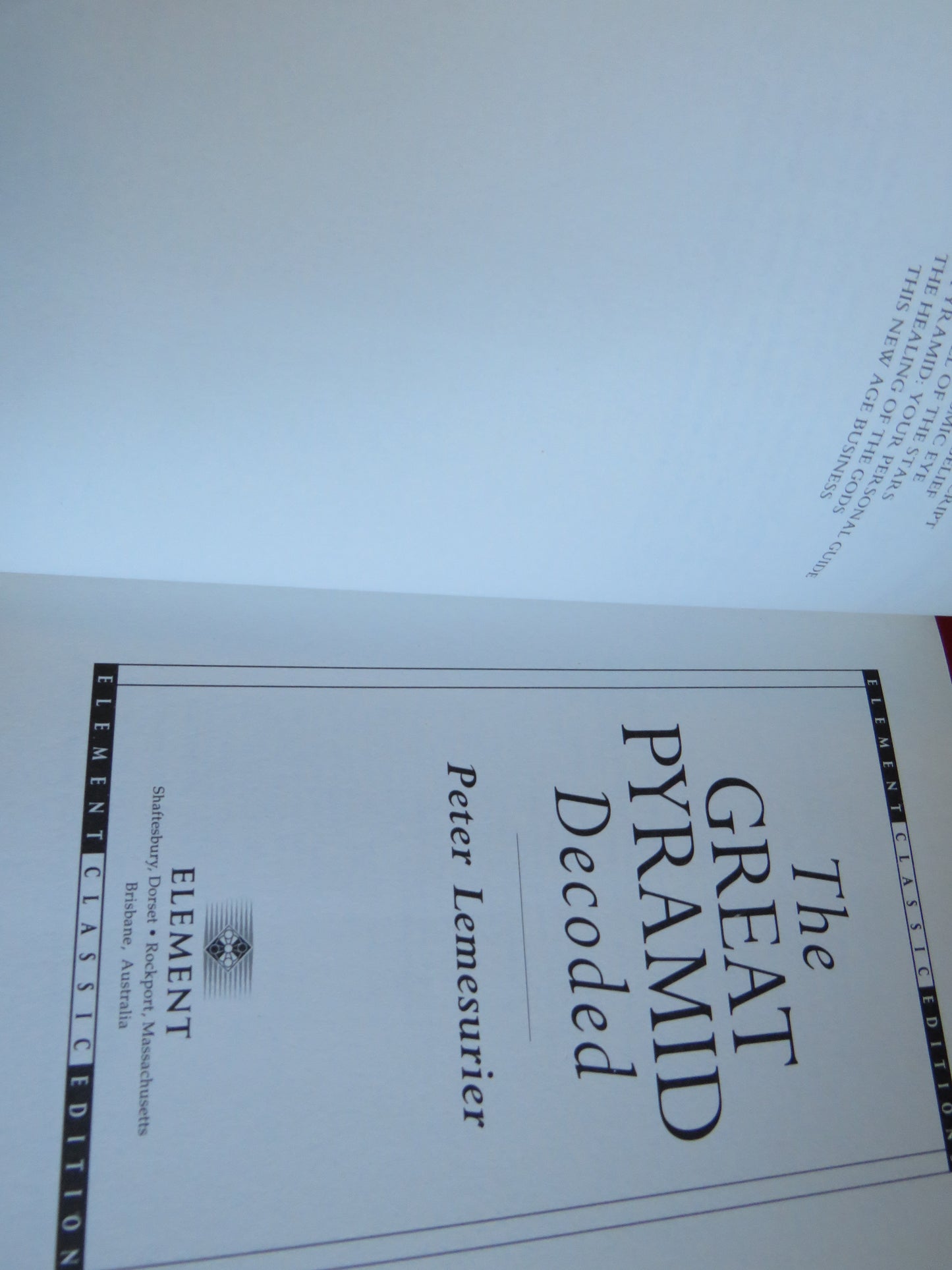 The Great Pyramid Decoded By Peter Lemesurier 1993