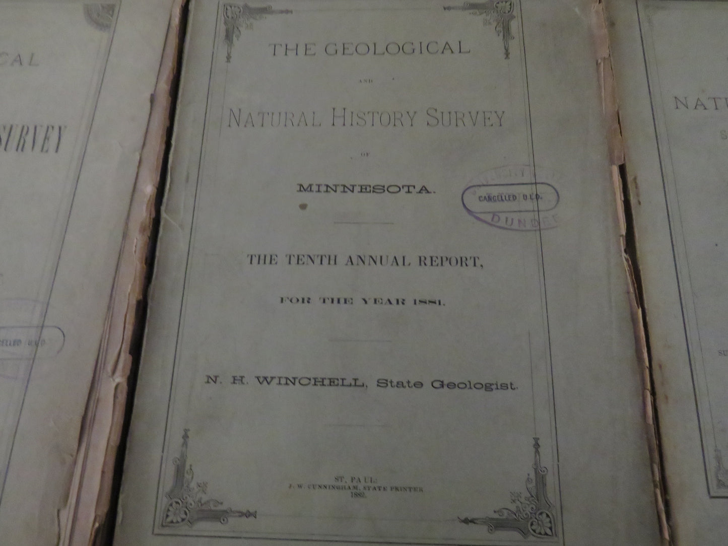 The Geological and Natural History, Survey of Minnesota, by N. H. Winchell, 3 Volumes - First, Ninth, and Tenth Annual Report