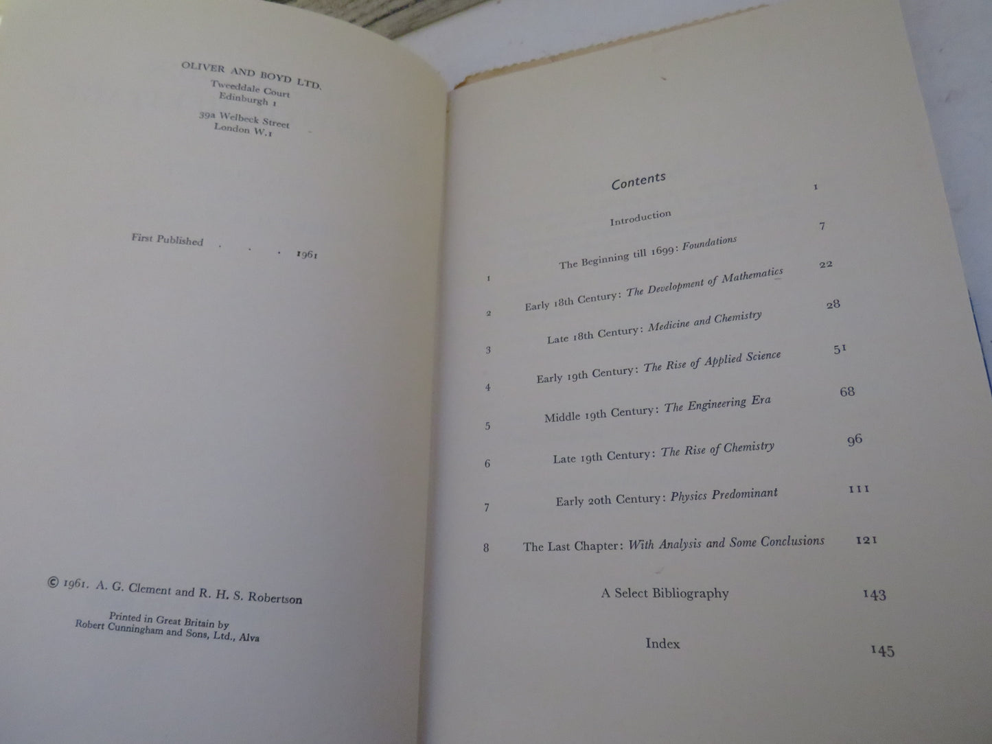 Scotland's Scientific Heritage By A.G. Clement and Robert H.S. Robertson 1961