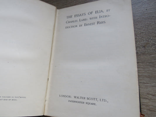 The Essays of Elia By Charles Lamb : With Introduction by Ernest Rhys The Scott Library