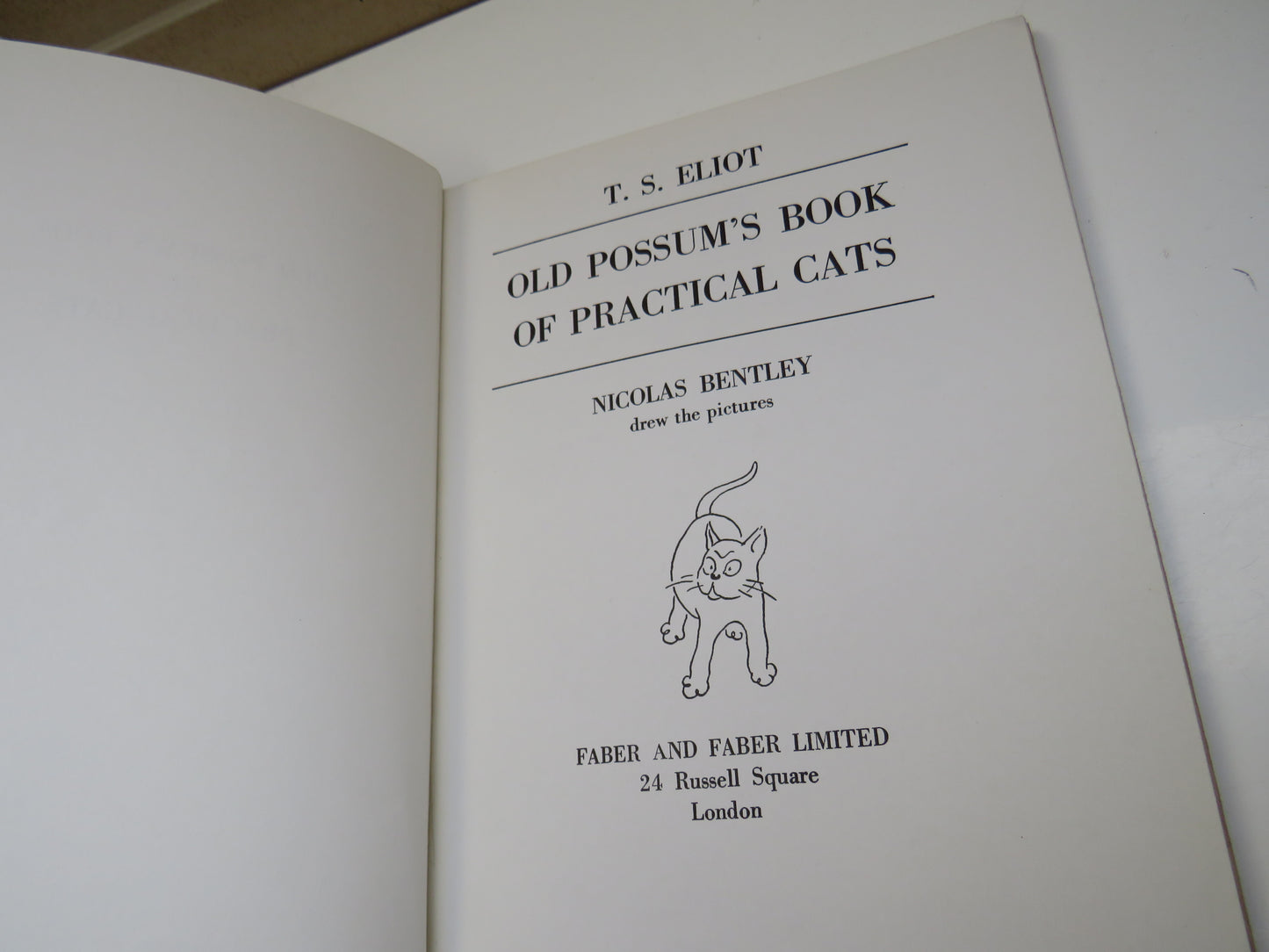 Old Possum's Book Of Practical Cats By T.S. Eliot- Nicolas Bentley Drew Pictures 1956