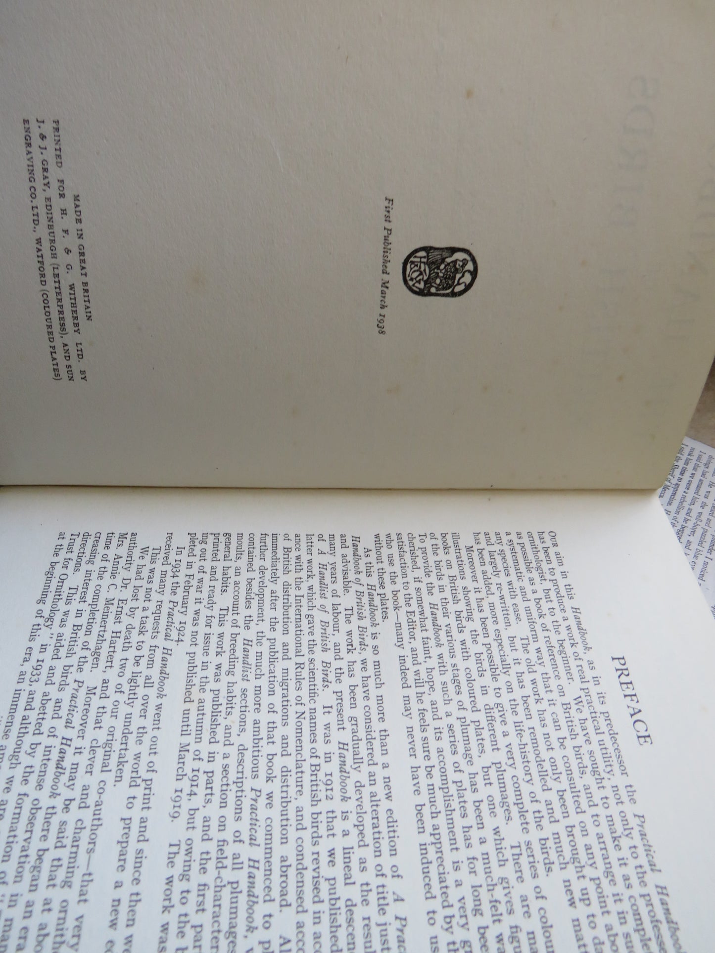 The Handbook of British Birds Volumes 1 - 5 1st Editions 1938 -1941
