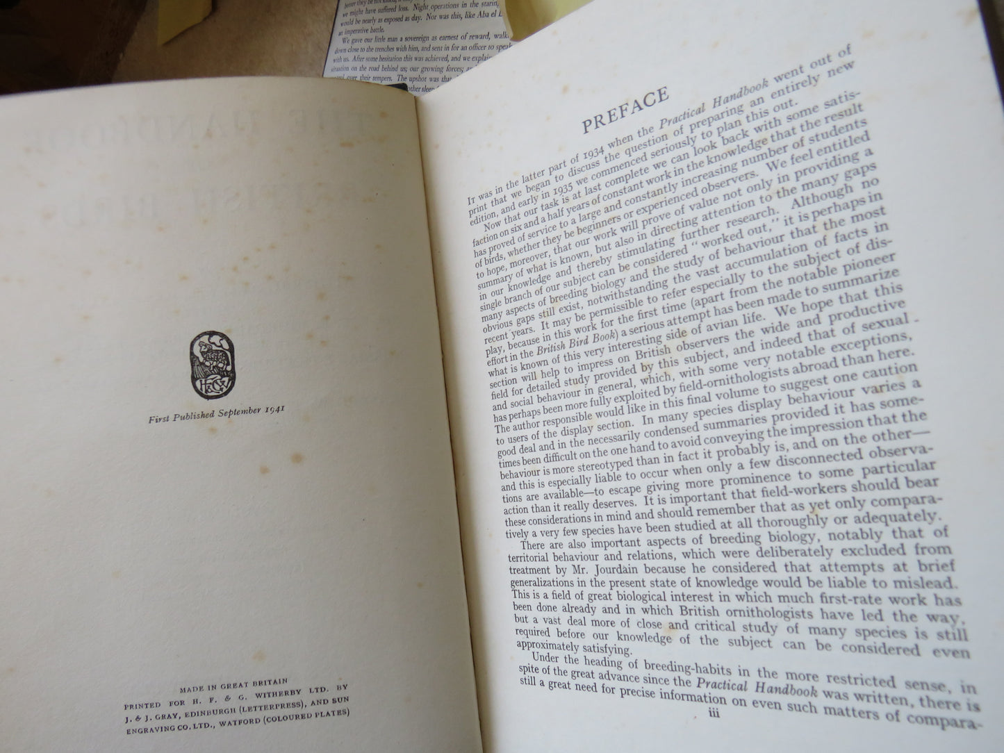 The Handbook of British Birds Volumes 1 - 5 1st Editions 1938 -1941