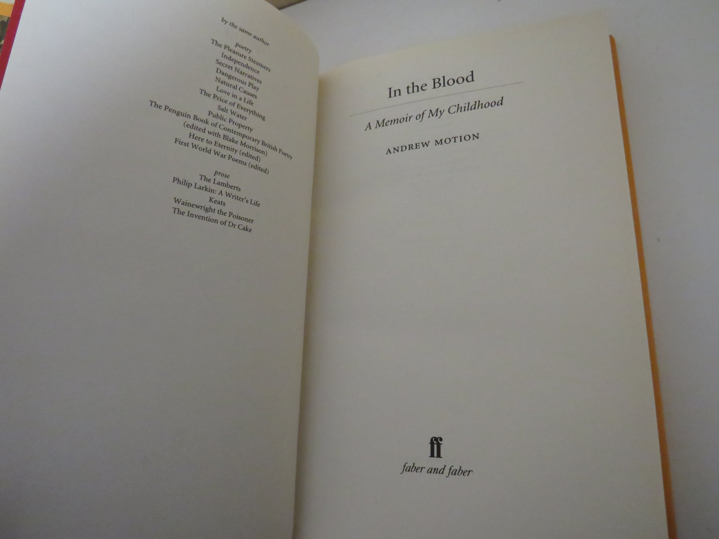 In The Blood A Memoir of My Childhood By Andrew Motion 2006