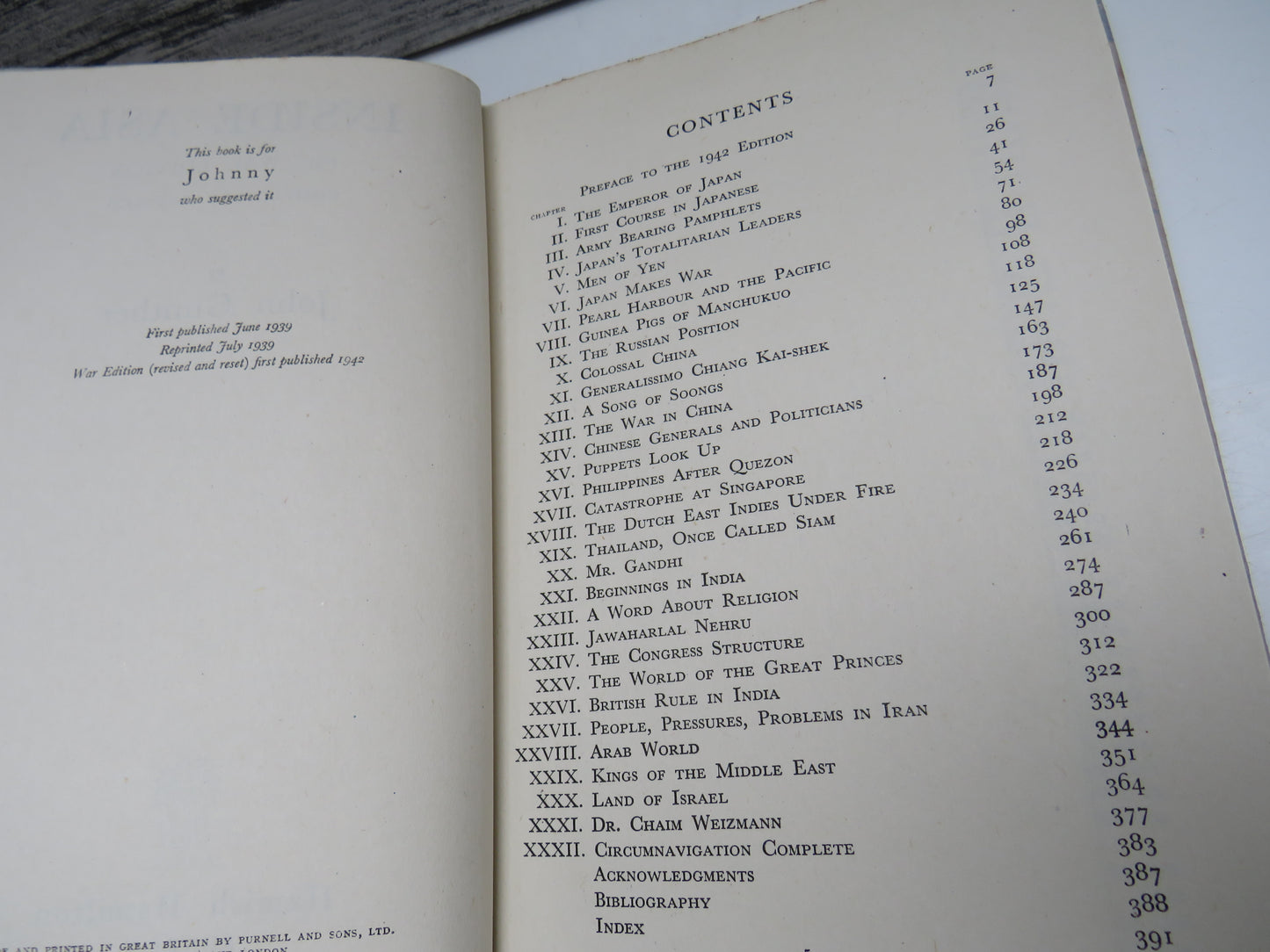 Inside Asia by John Gunther, 1942 War Edition