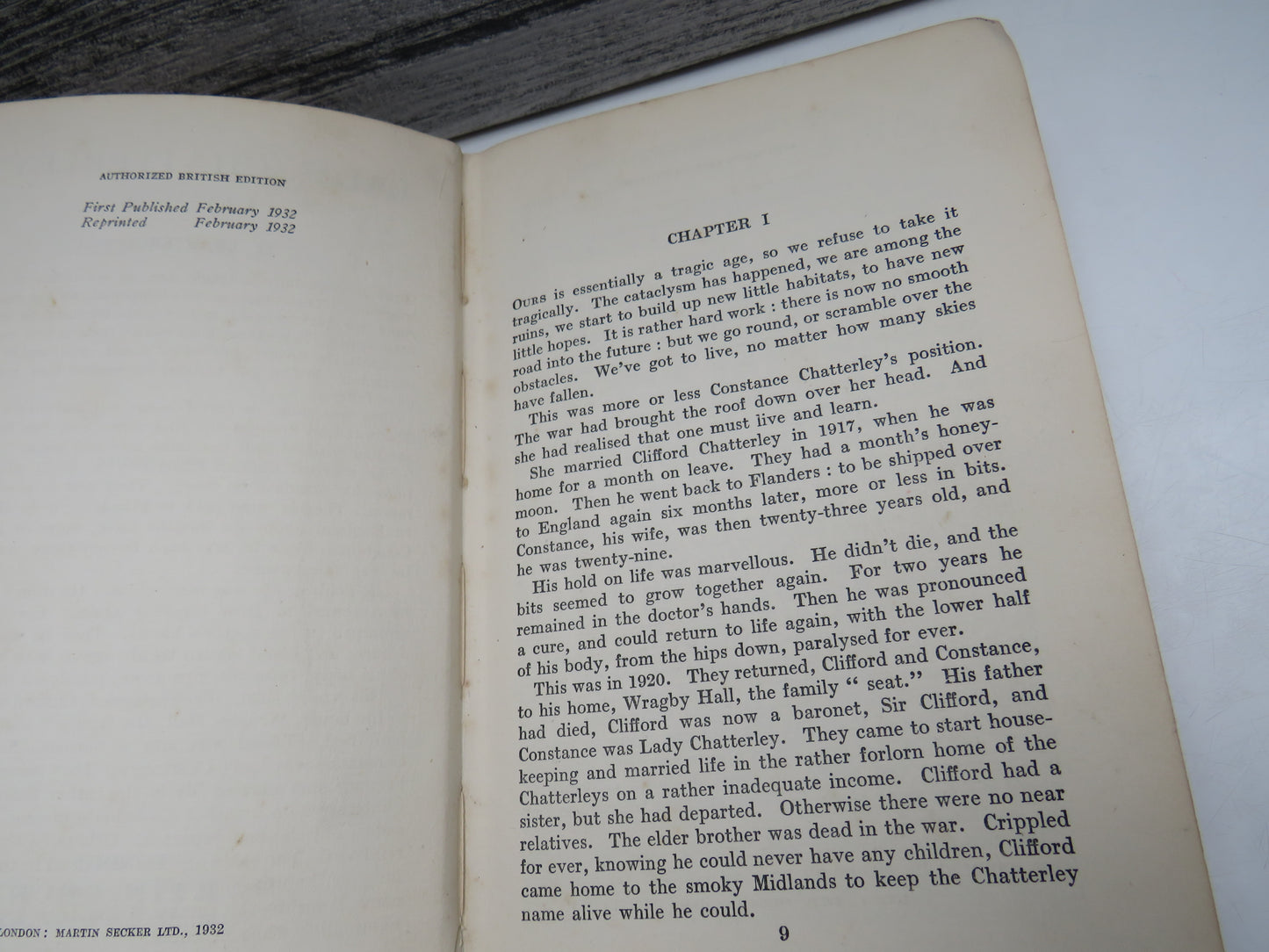 Lady Chatterley's Lover by D. H. Lawrence, 1932