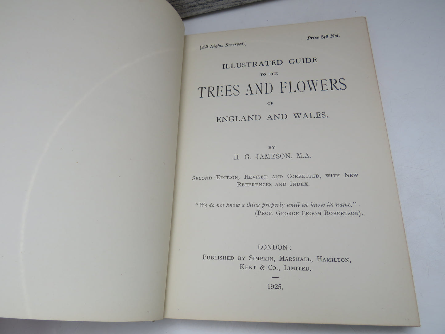 Trees and Flowers of England and Wales Illustrated Guide by H G. Jameson, 1925