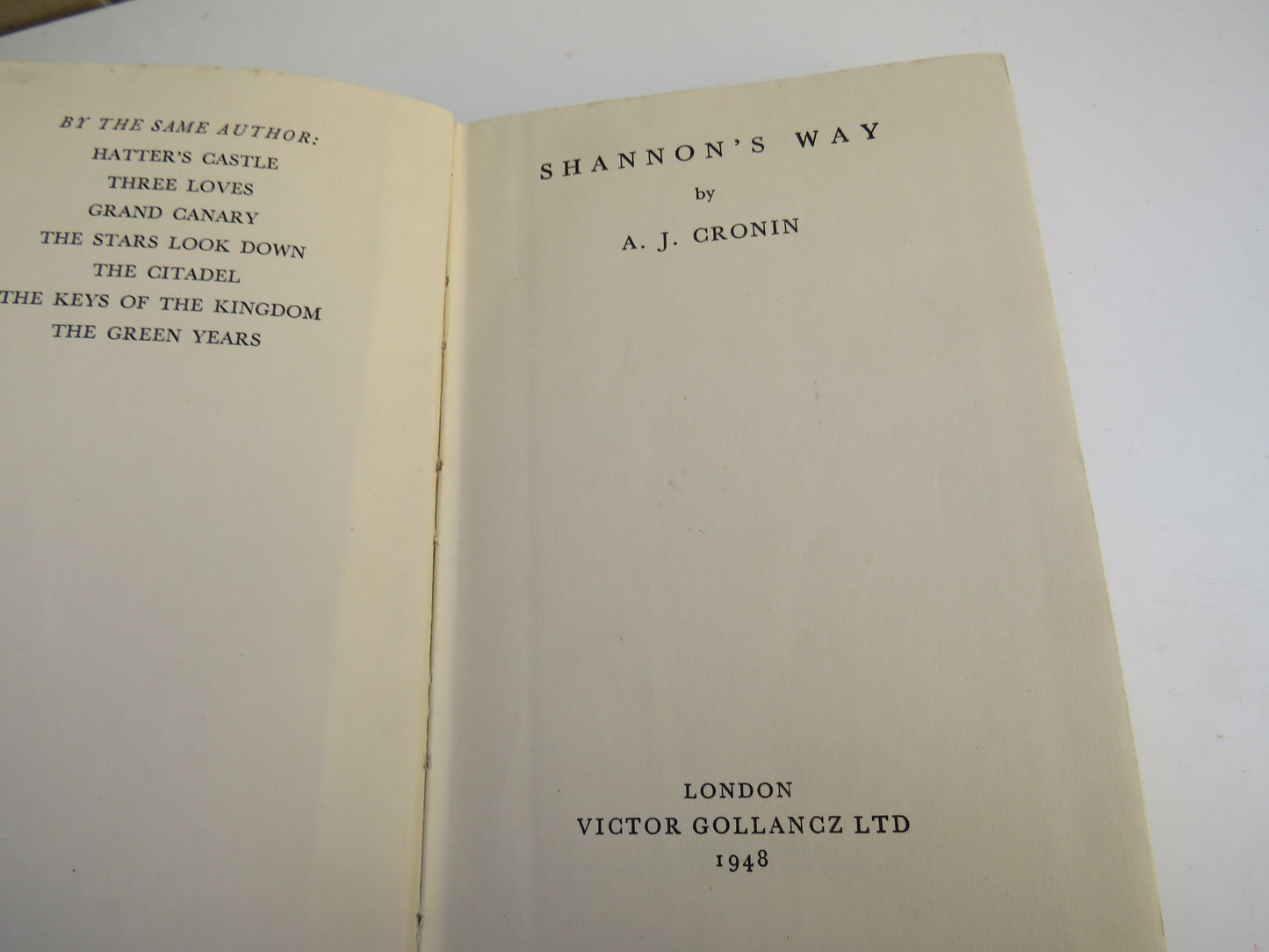 Shannon's Way By A.J. Cronin 1948