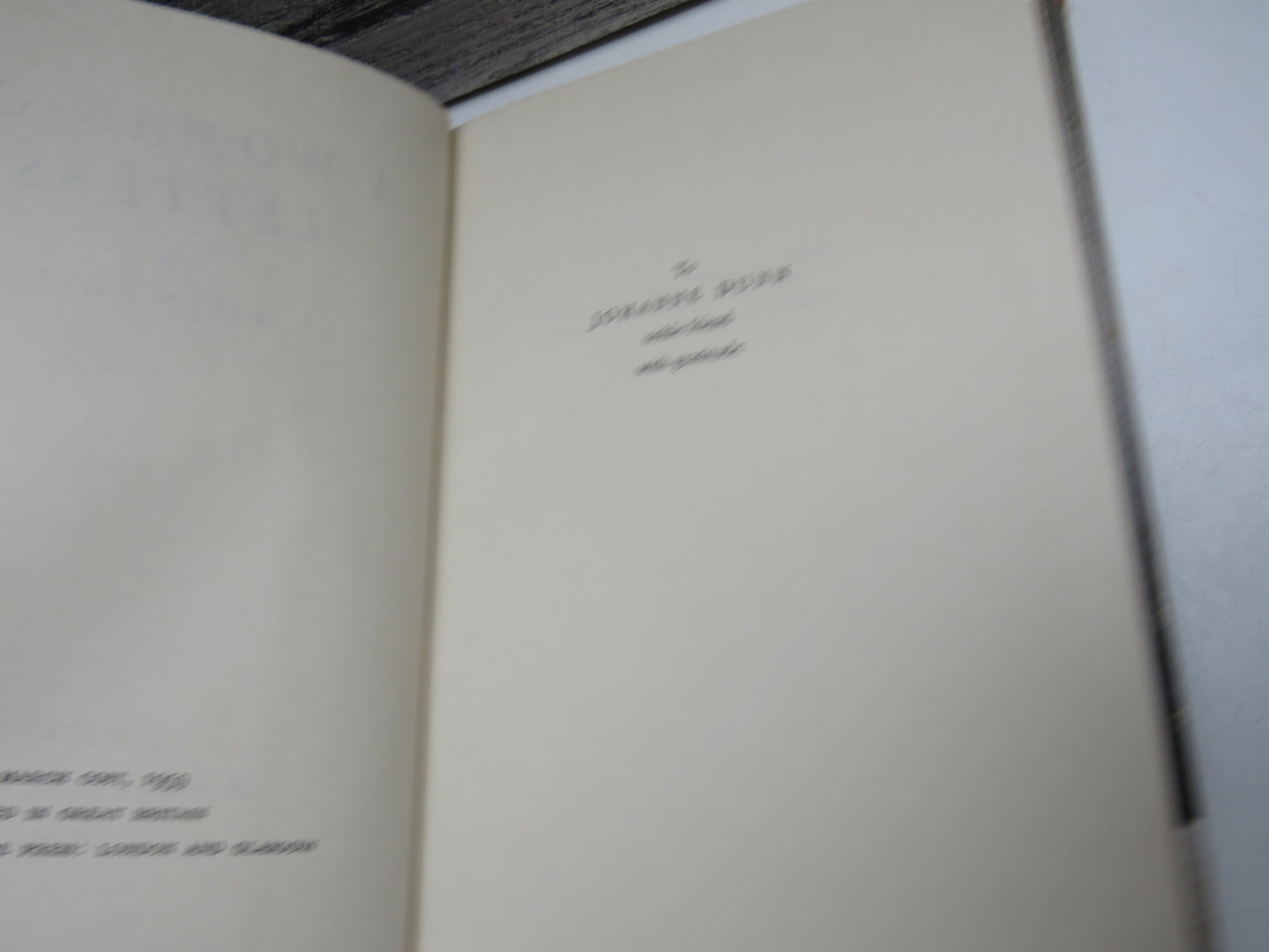 A Woman of Letters By March Cost 1959 1st Edition