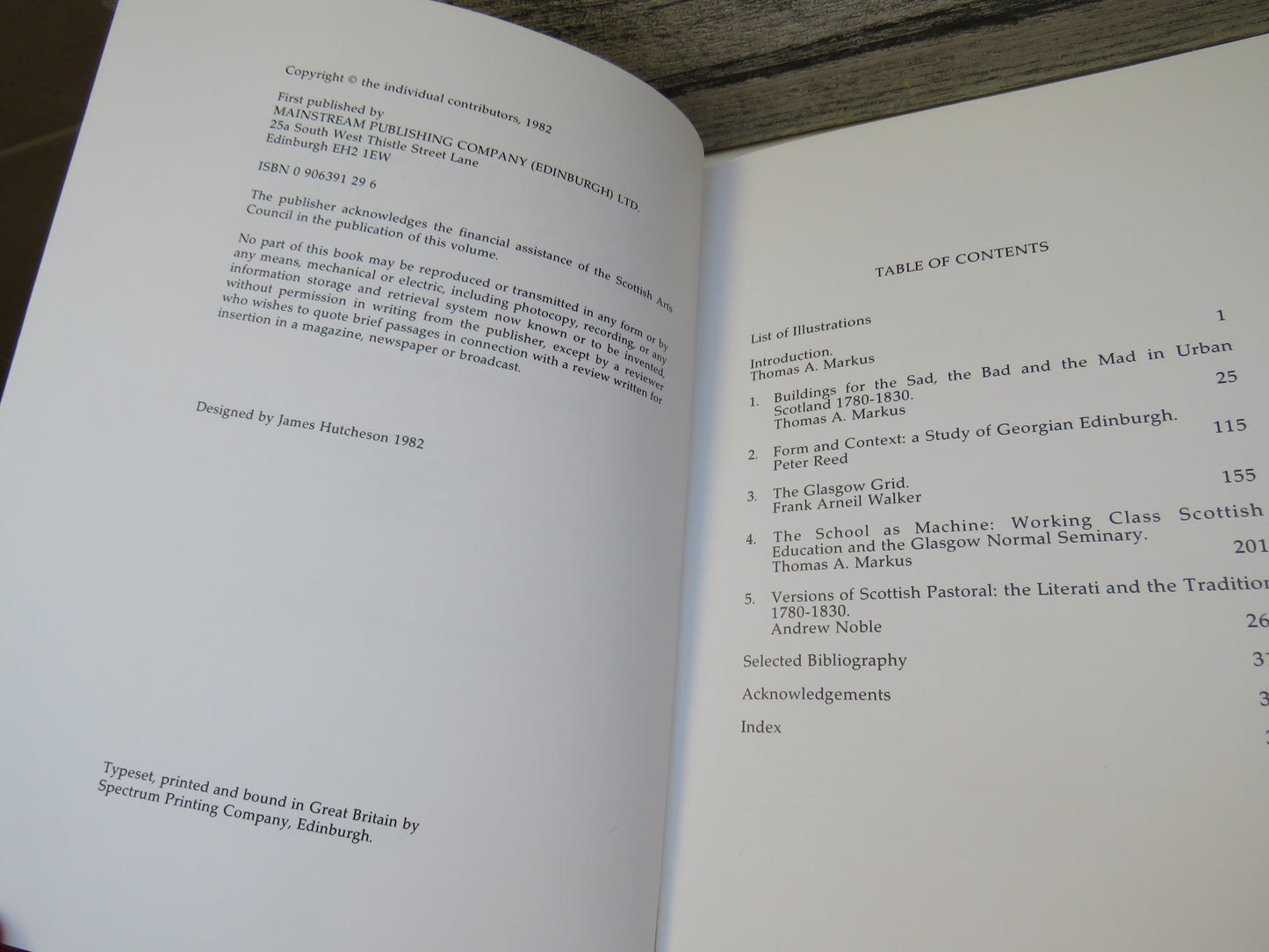 Order In Space and Society Architectural Form and Its Context In The Scottish Enlightenment Edited By Thomas A Markus 1982