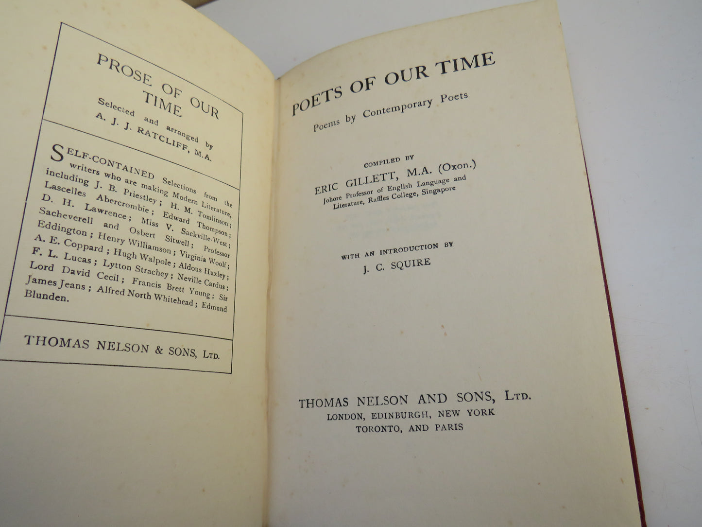 Poets Of Our Time Poems By Contemporary Poets Compiled By Eric Gillett 1939