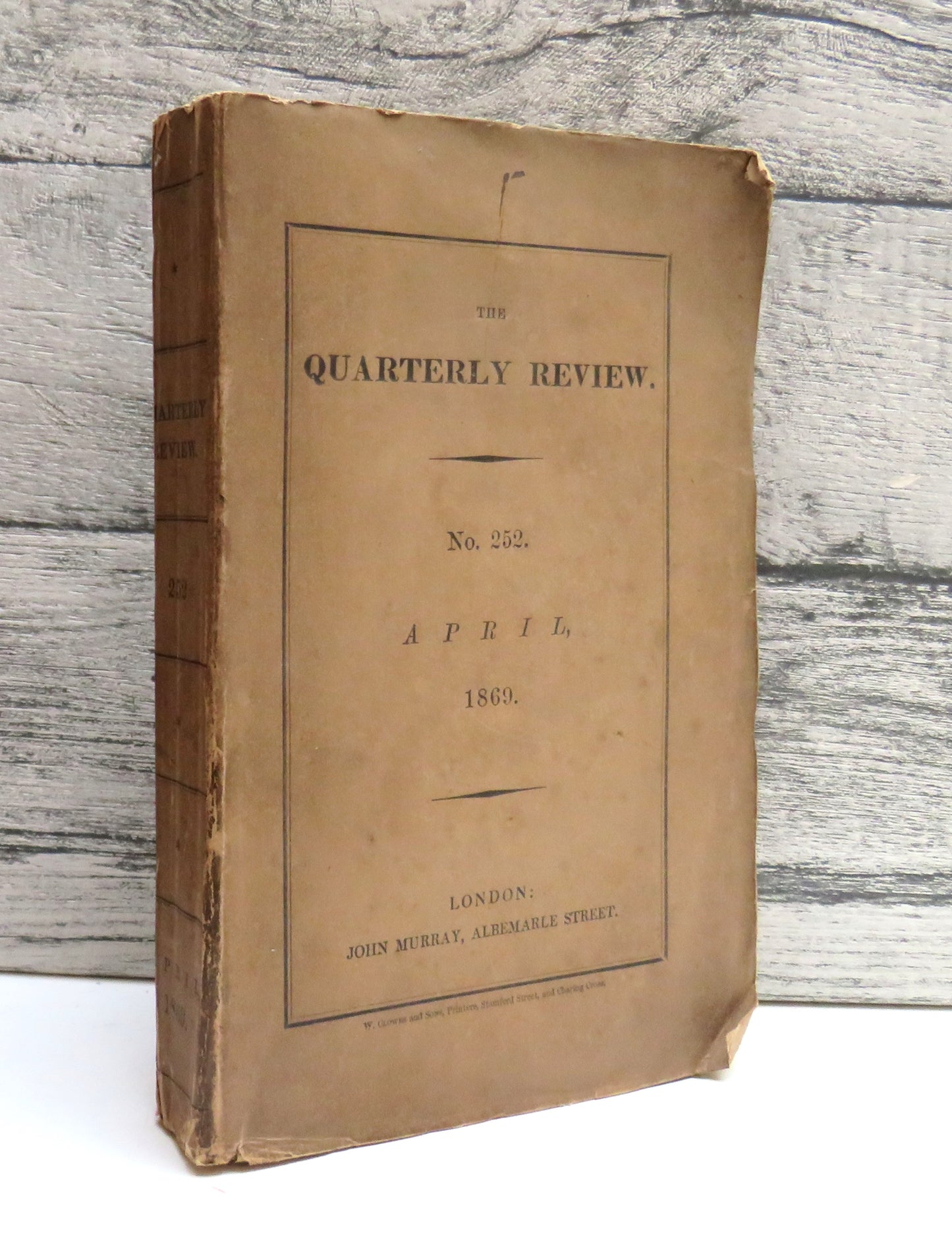 The Quarterly Review Vol. 126 Published In January & April 1869
