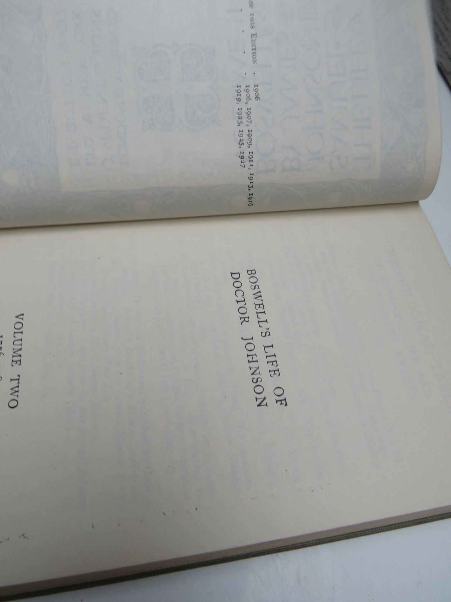 The Life of Samuel Johnson by James Boswell Volumes I and II, 1928