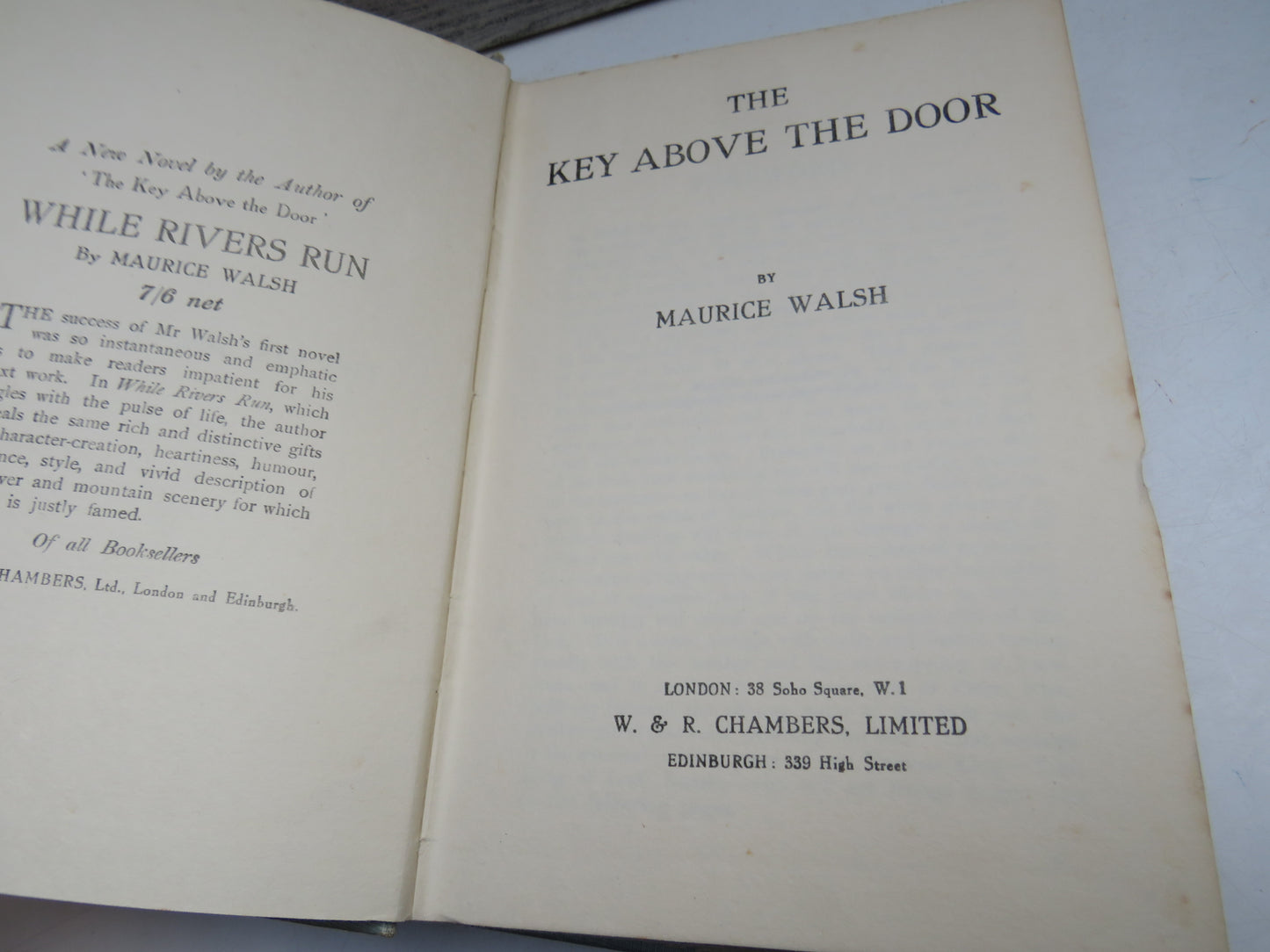The Key Above The Door By Maurice Walsh