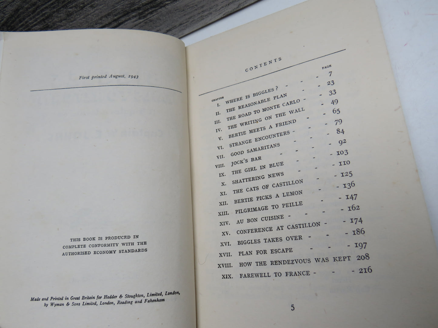 Biggles Fails To Return A Biggles Adventure By Captain W.E. Johns 1943