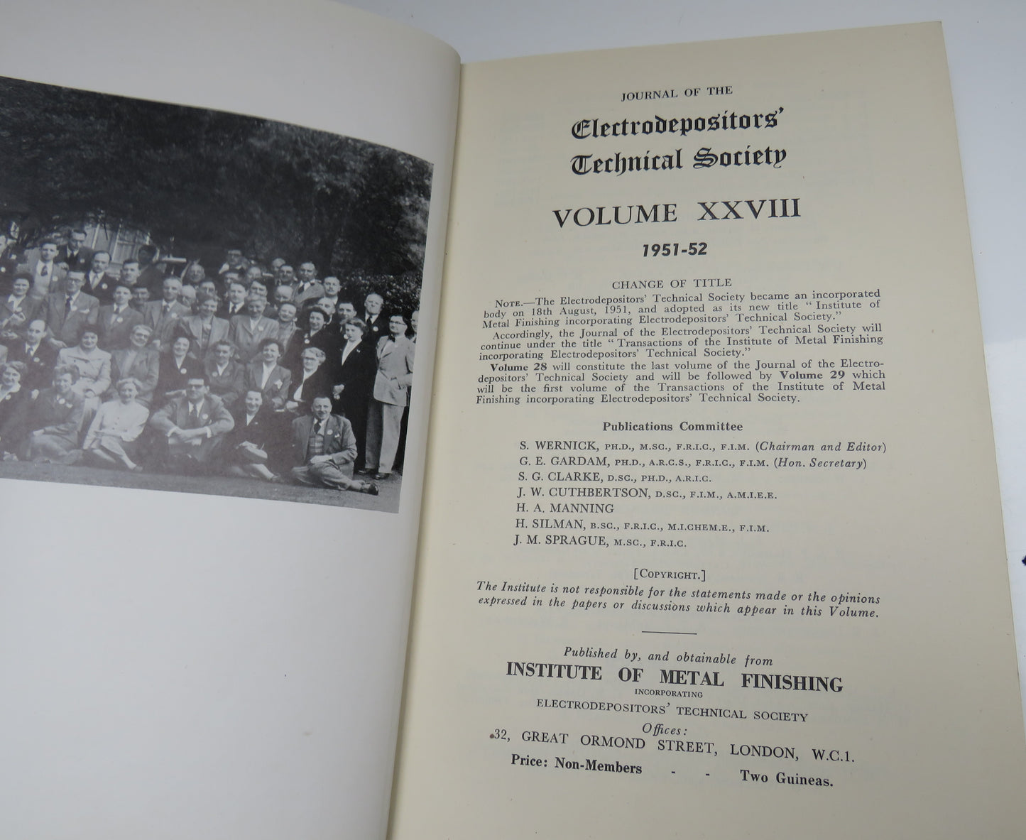 Journal Of The Electrodepositors Technical Society Volume XXVIII 1951-52