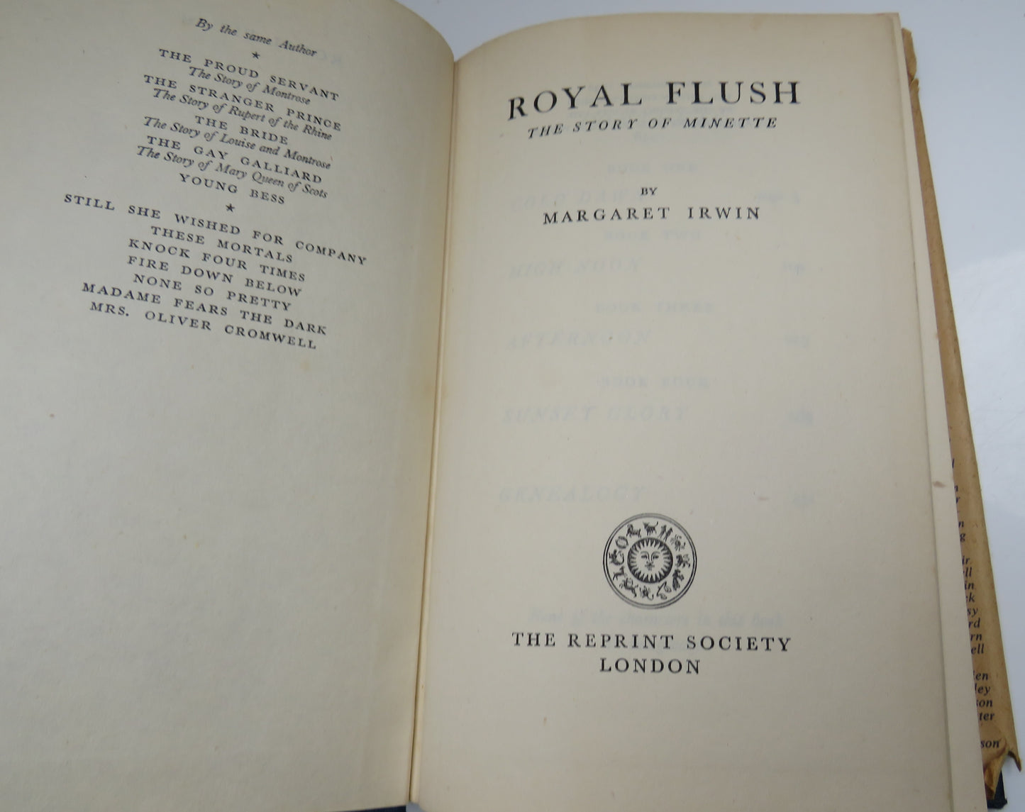 Royal Flush The Story Of Minette By Margaret Irwin 1948