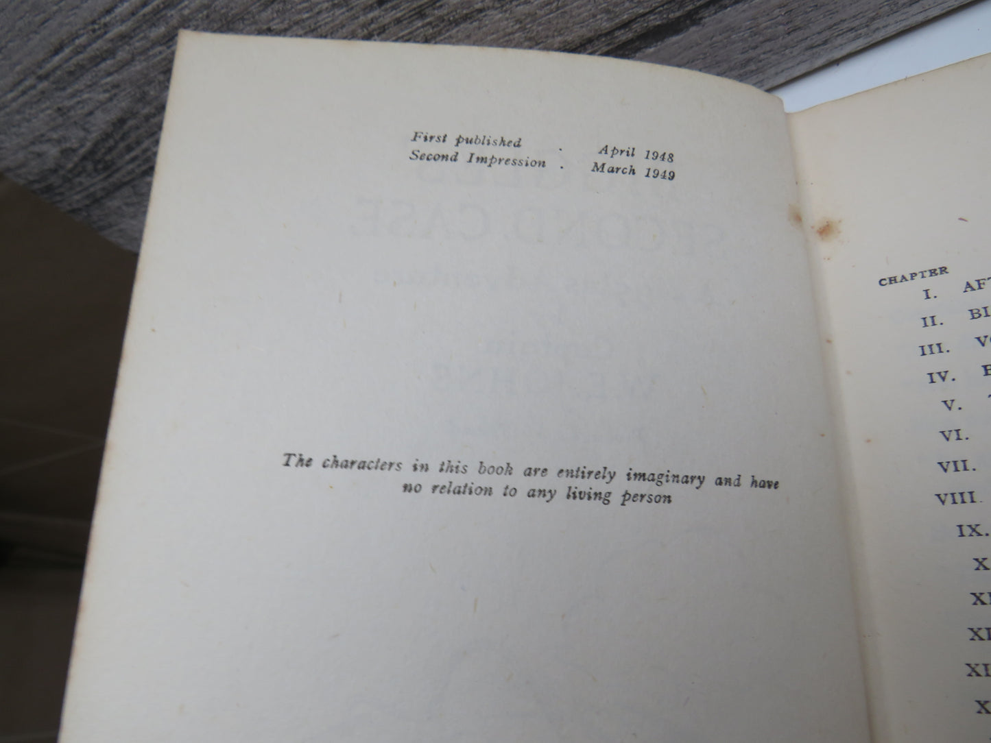 Biggles' Second Case A Biggles Adventure By Captain W.E. Johns 1949