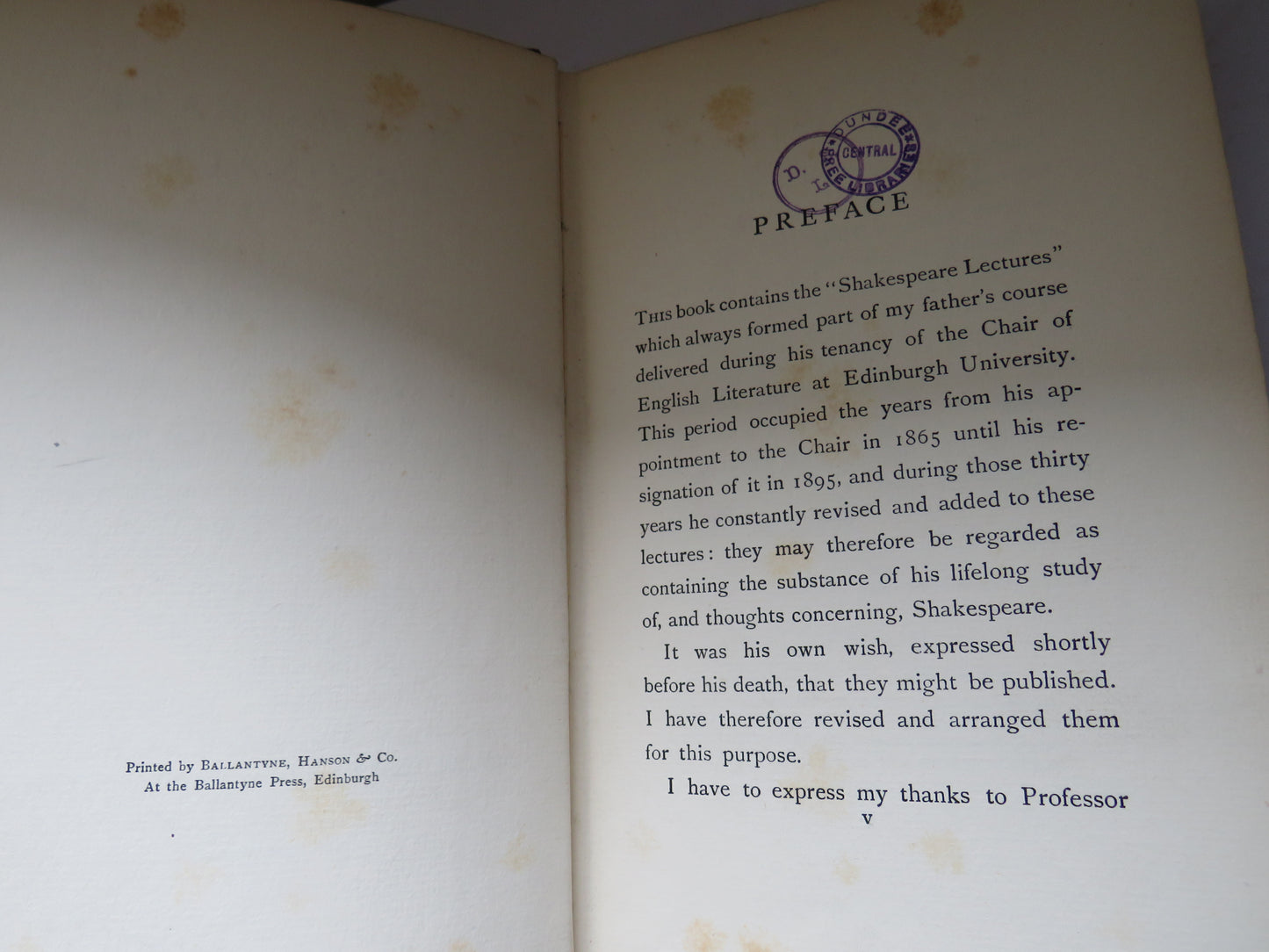 Shakespeare Personally By David Masson 1914