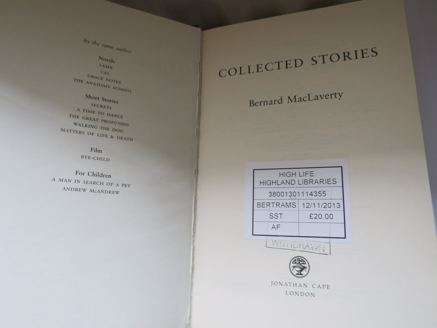 Collected Stories By Bernard MacLaverty 2013