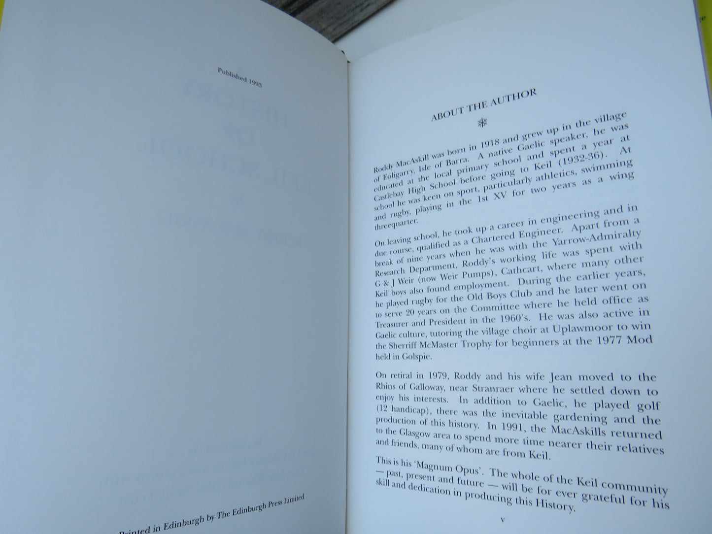 A History of Keil School By Roddy Macaskill 1993