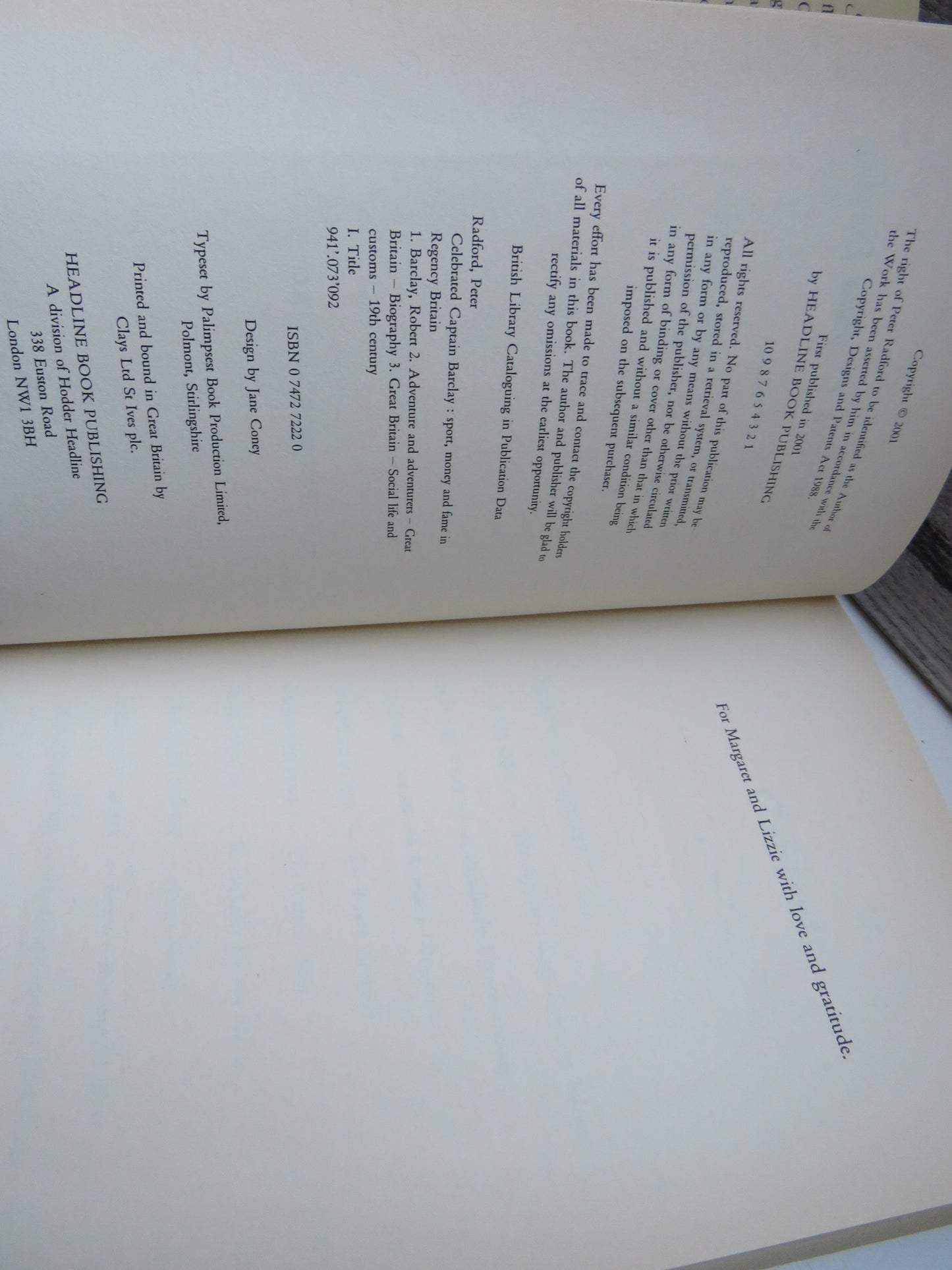 The Celebrated Captain Barclay Sport, Money and Fame In Regency Britain By Peter Radford 2001