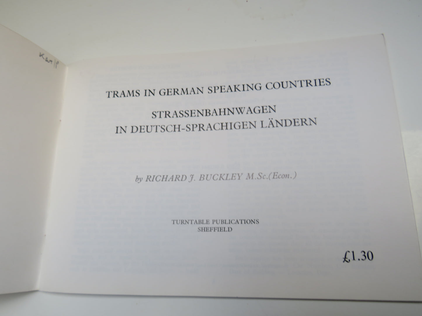 Trams In German Speaking Countries Strassenbahnwagen In Deutsch-Sprachigen Landern By Richard J. Buckley