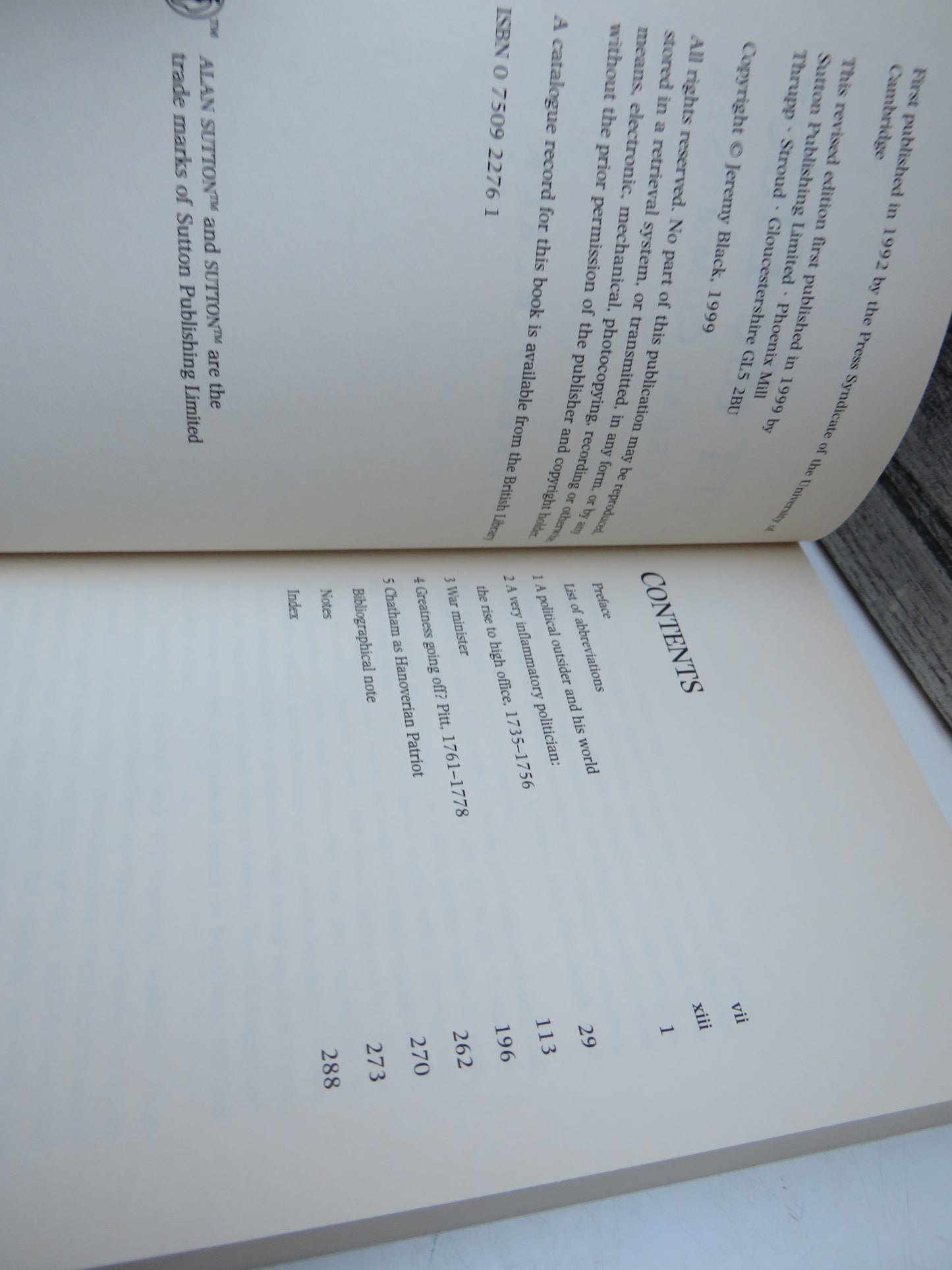 Pitt The Elder The Great Commoner By Jeremy Black 1999