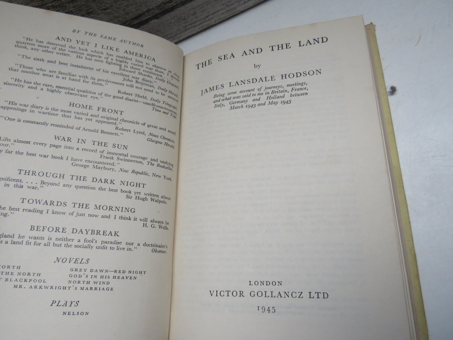 The Sea and The Land By James Lansdale Hodson 1945