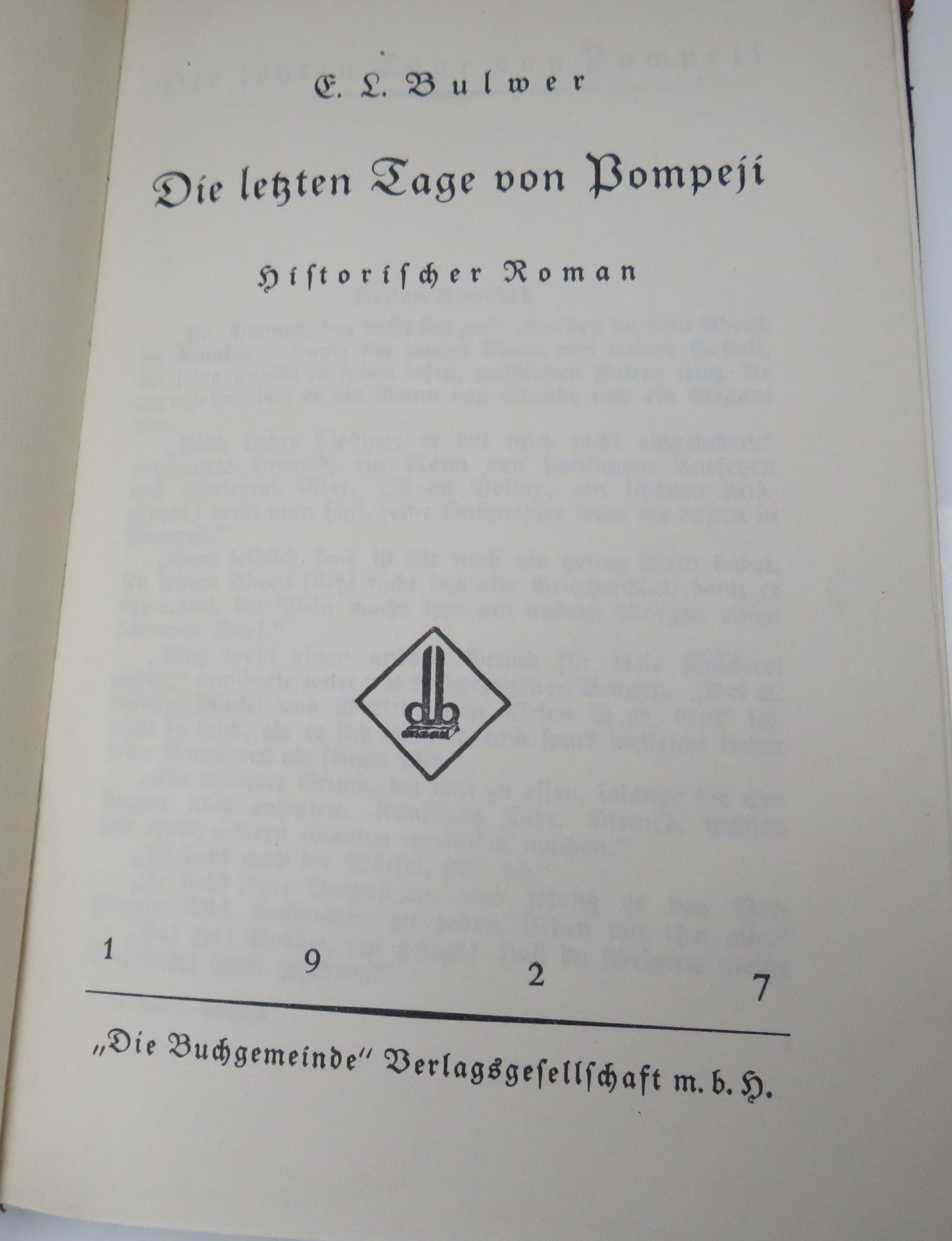 Die Letzten Tage Von Pompeji / The Last Days Of Pompeii By Sir Edward Bulwer Lytton 1927
