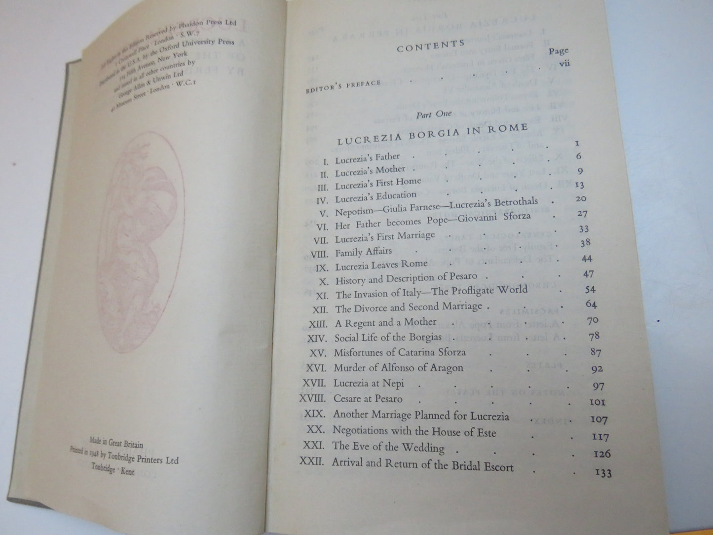 Lucrezia Borgia A Chapter From The Morals of the Italian Renaissance By Ferdinand Gregorovius 1948