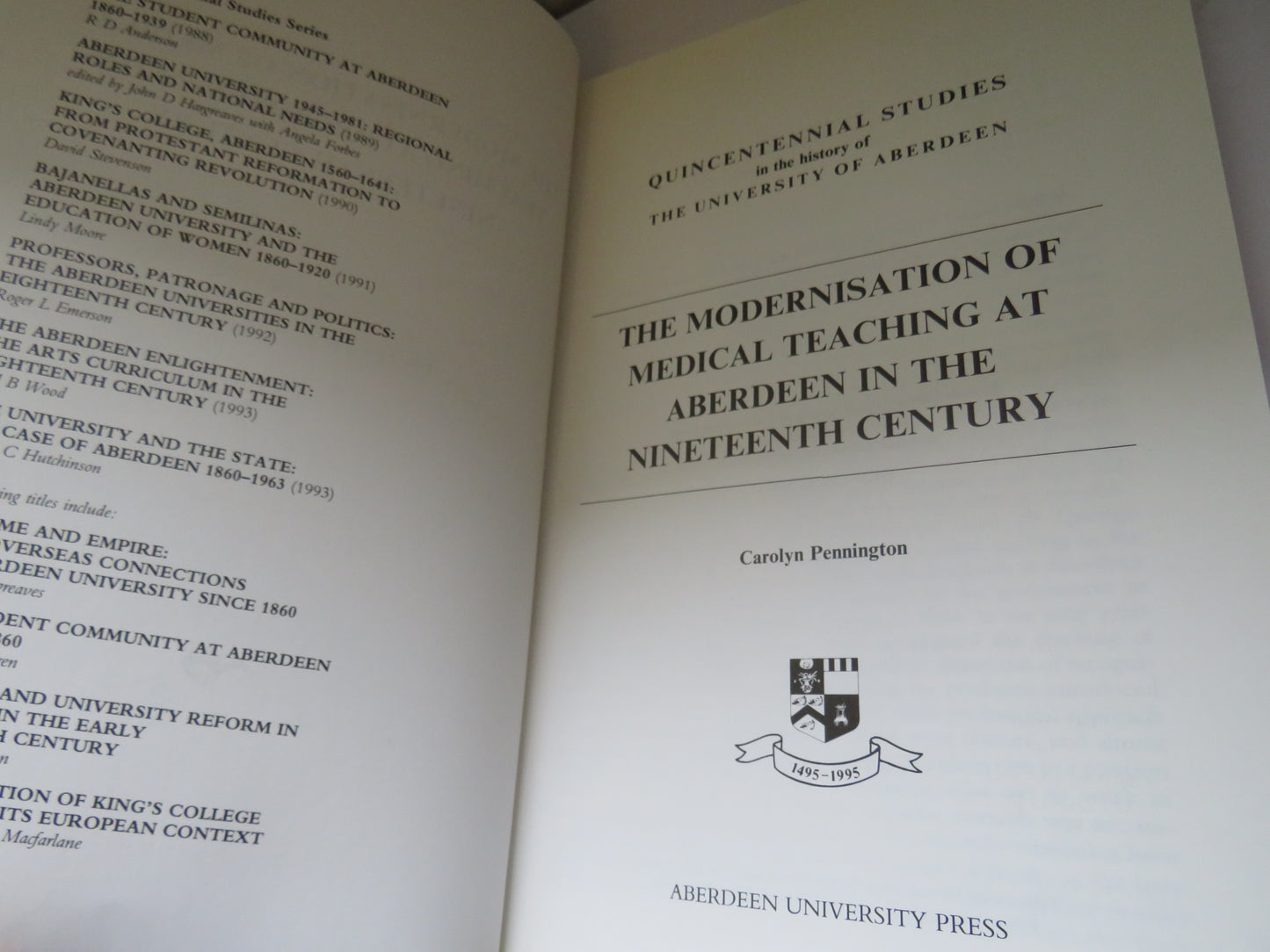 The Modernisation of Medical Teaching At Aberdeen In The Nineteenth Century By Carolyn Pennington 1994