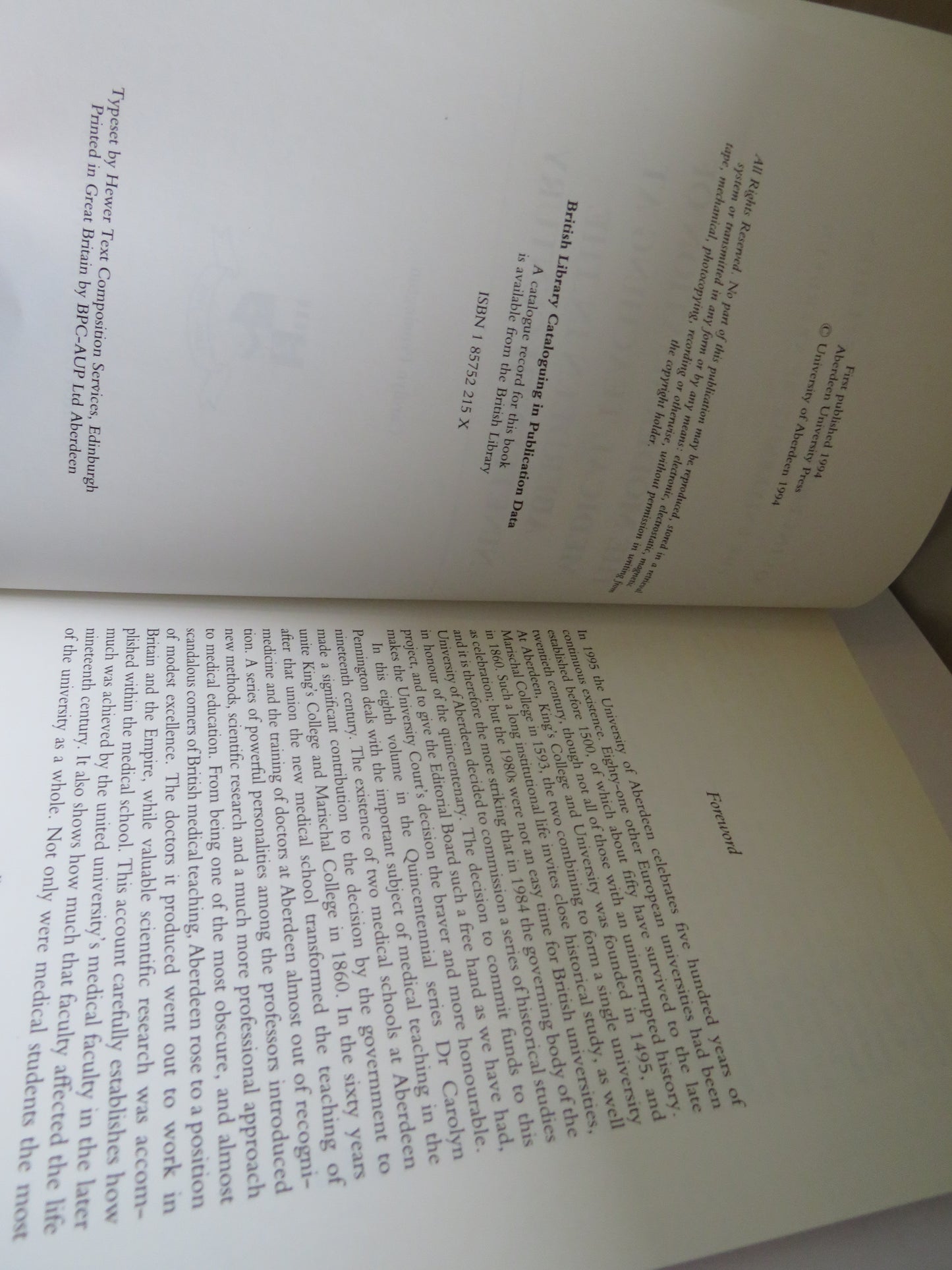 The Modernisation of Medical Teaching At Aberdeen In The Nineteenth Century By Carolyn Pennington 1994