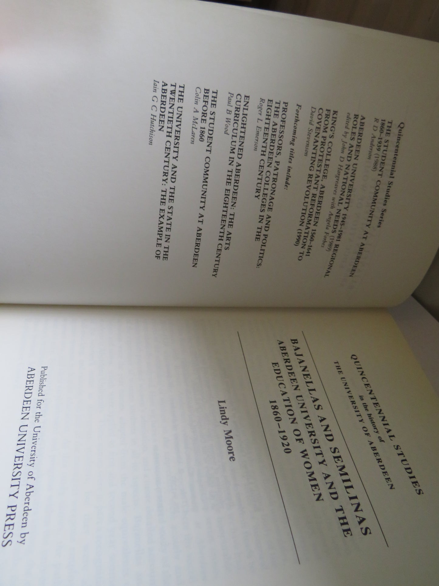 Bajanellas and Semilinas Aberdeen University and The Education of Woman 1860-1920 By Lindy Moore 1991