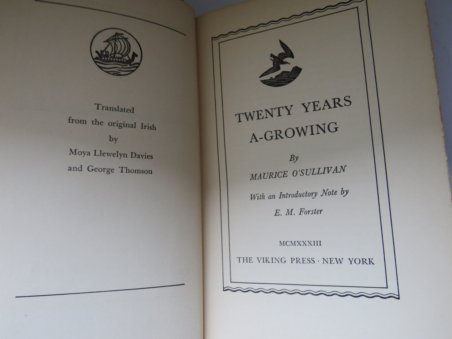 Twenty Years A-Growing By Maurice O'Sullivan 1933