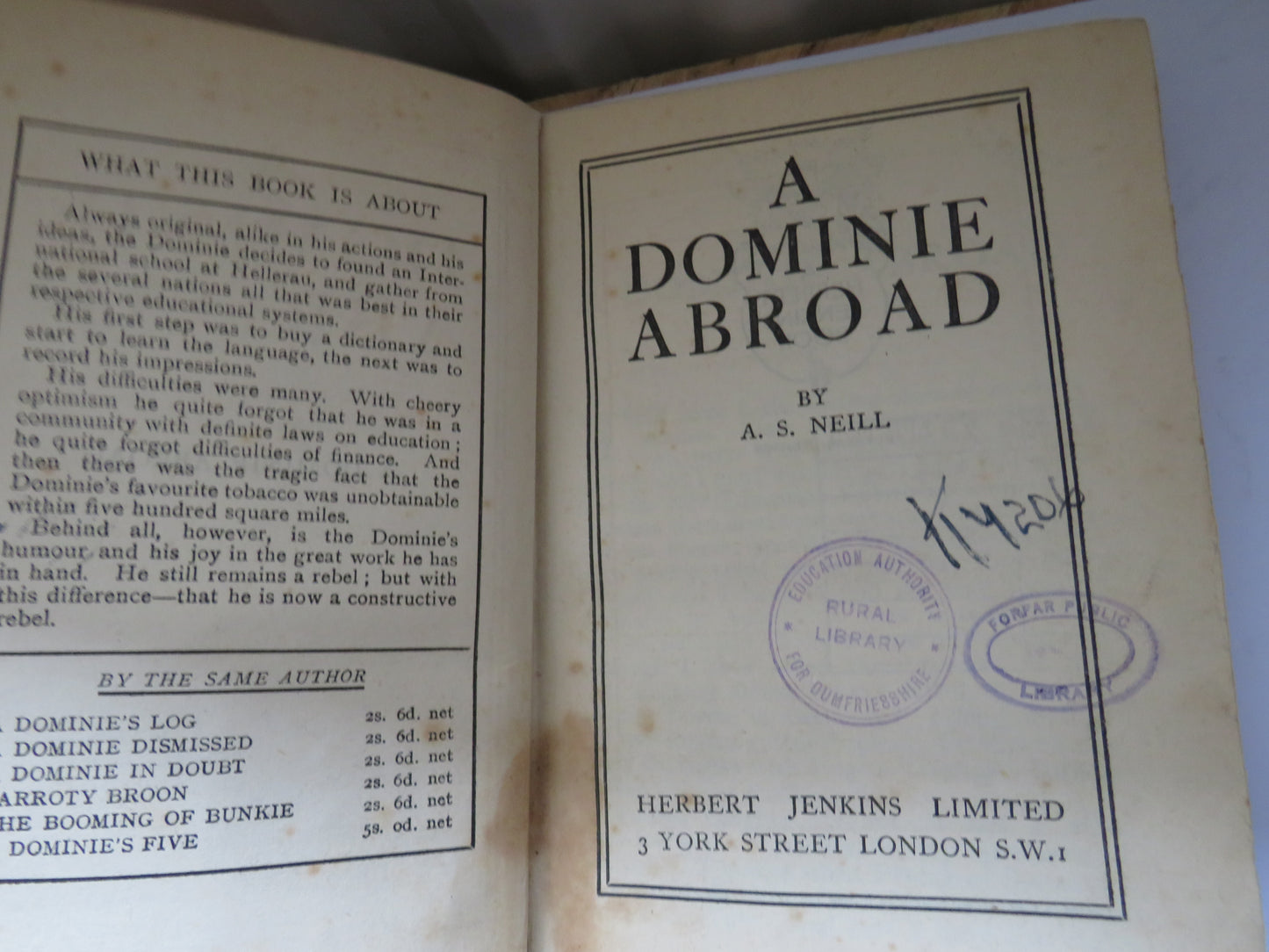 A Dominie Abroad By A.S. Neill