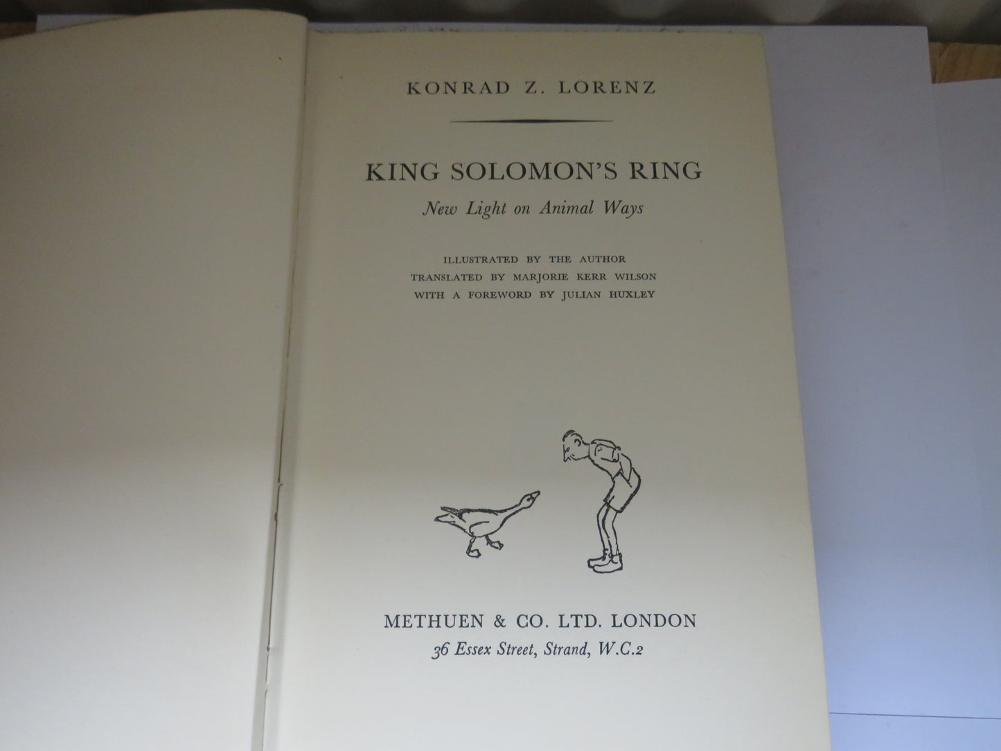 King Solomon's Ring New Light On Animal Ways By Konrad Z. Lorenz 1952