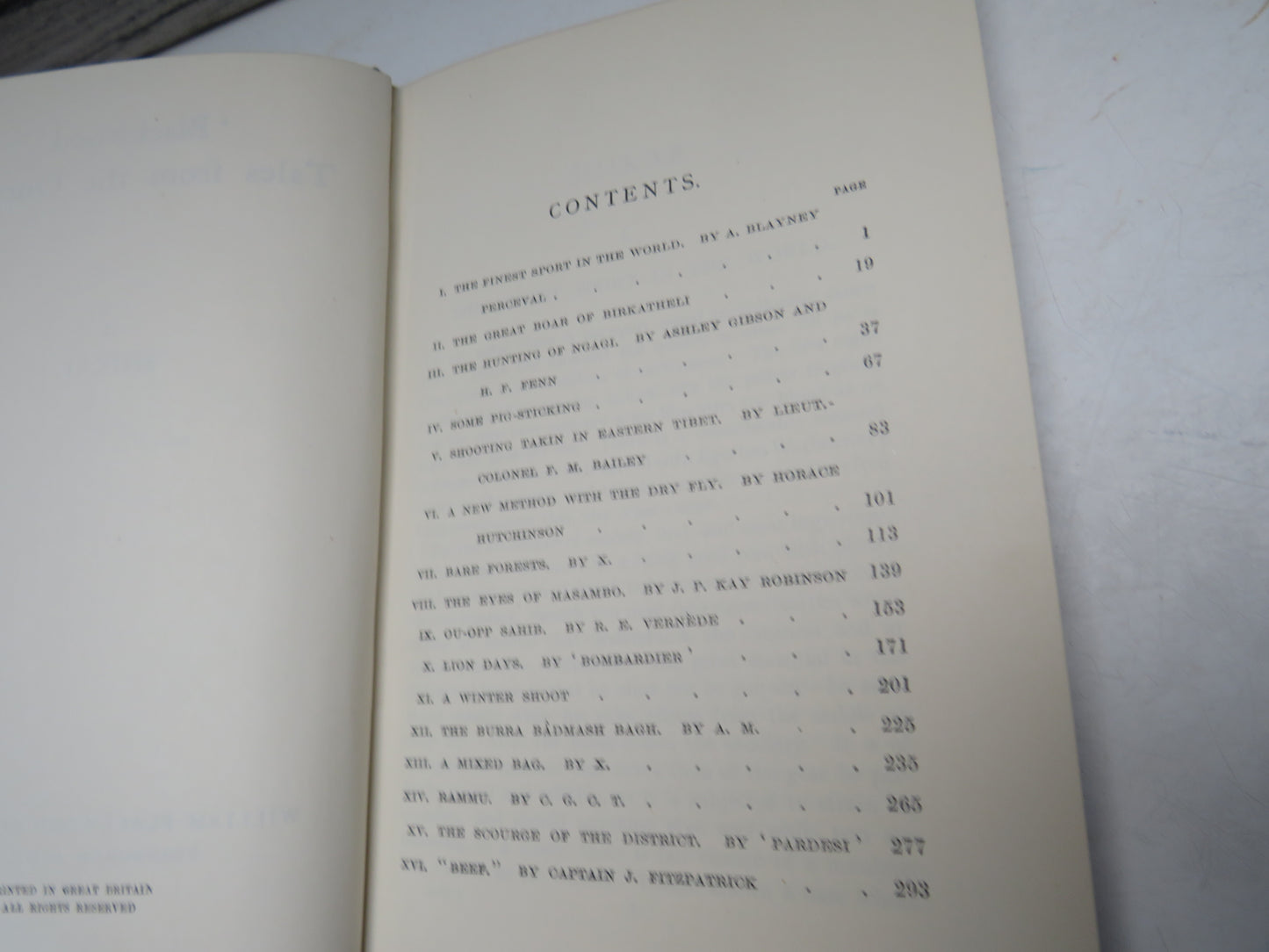 Blackwood Tales From The Outposts X Shikar 1933