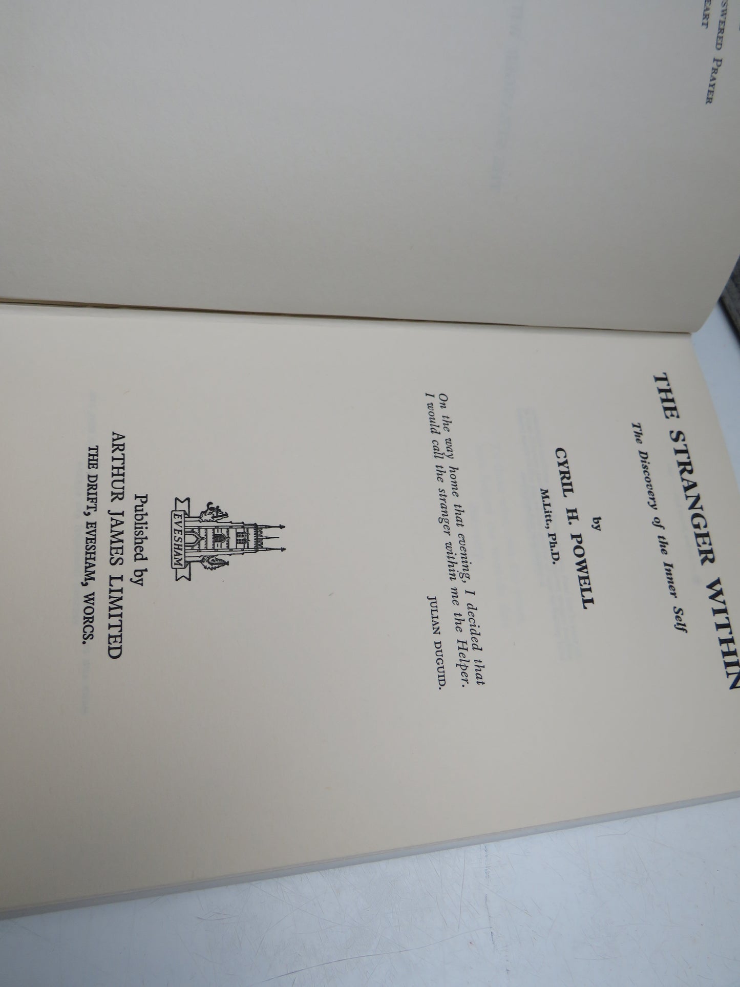 The Stranger Within The Discovery of the Inner Self By Cyril H. Powell 1962