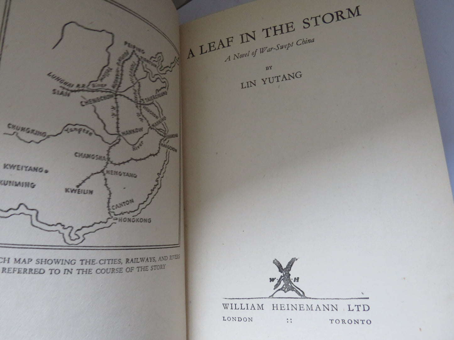 A Leaf In The Storm A Novel of War-Swept China By Lin Yutang 1942