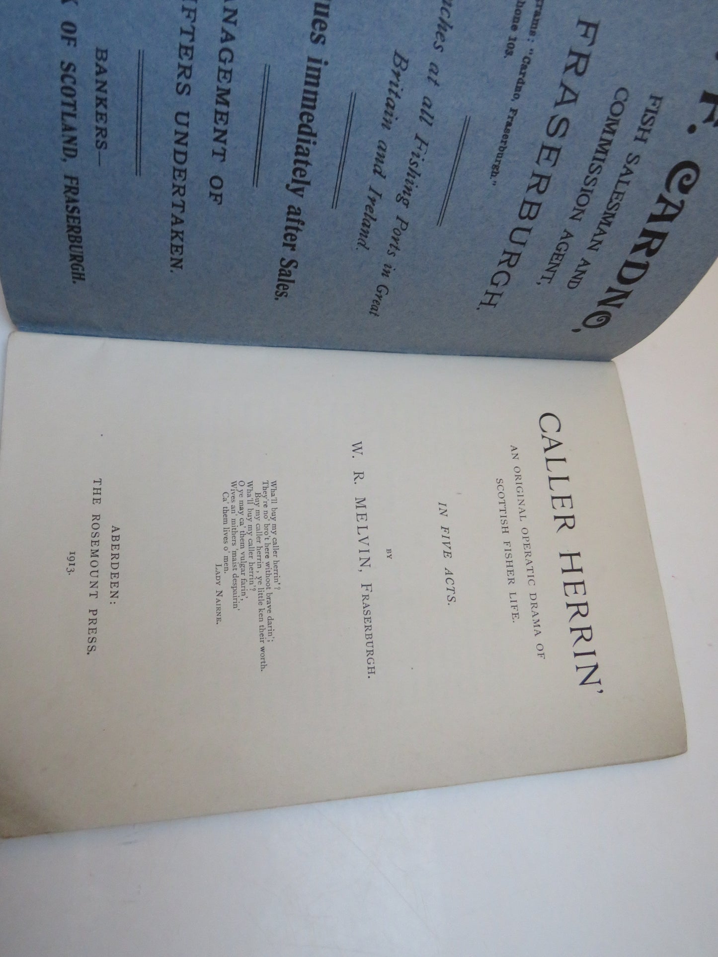 Caller Herrin, Original Operatic Drama of Scottish Fisher Life, In Five Acts, by W. R. Melvin, 1913