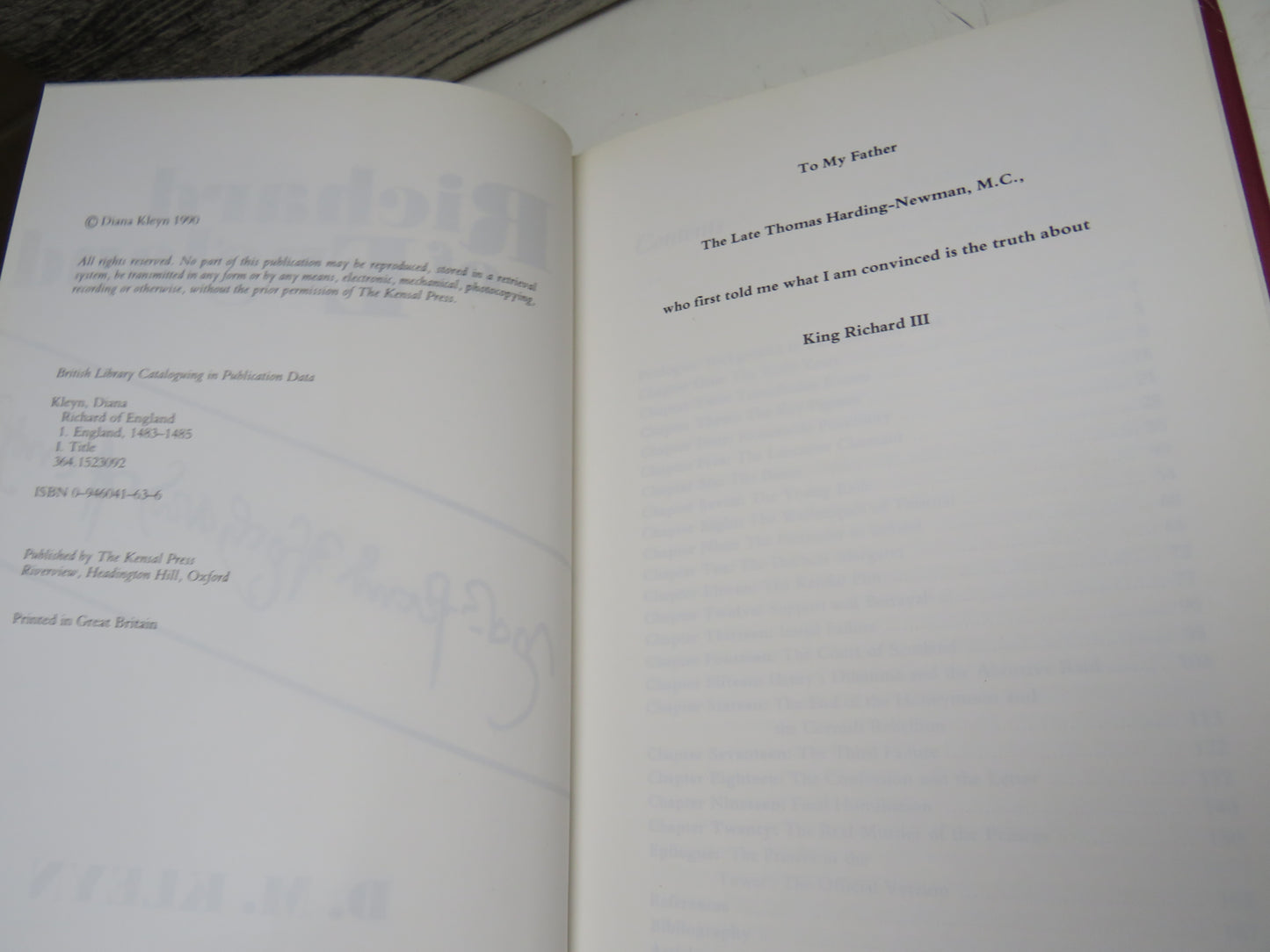 Richard of England By D.M. Kleyn 1990