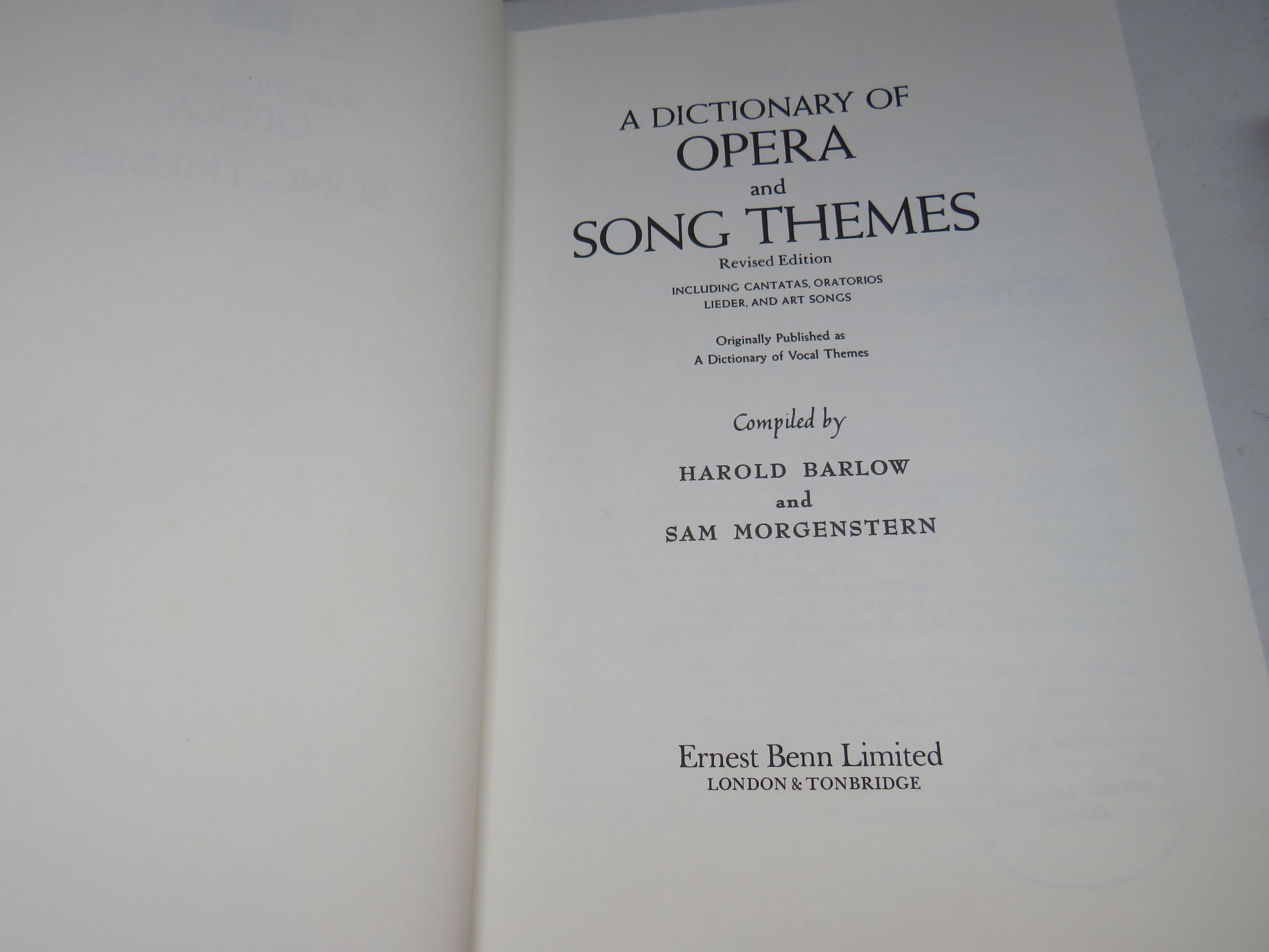 A Dictionary of Opera and Song Themes Revised Edition Compiled By Harold Barlow and Sam Morgenstern 1978 (Modern Reference Book) book 5