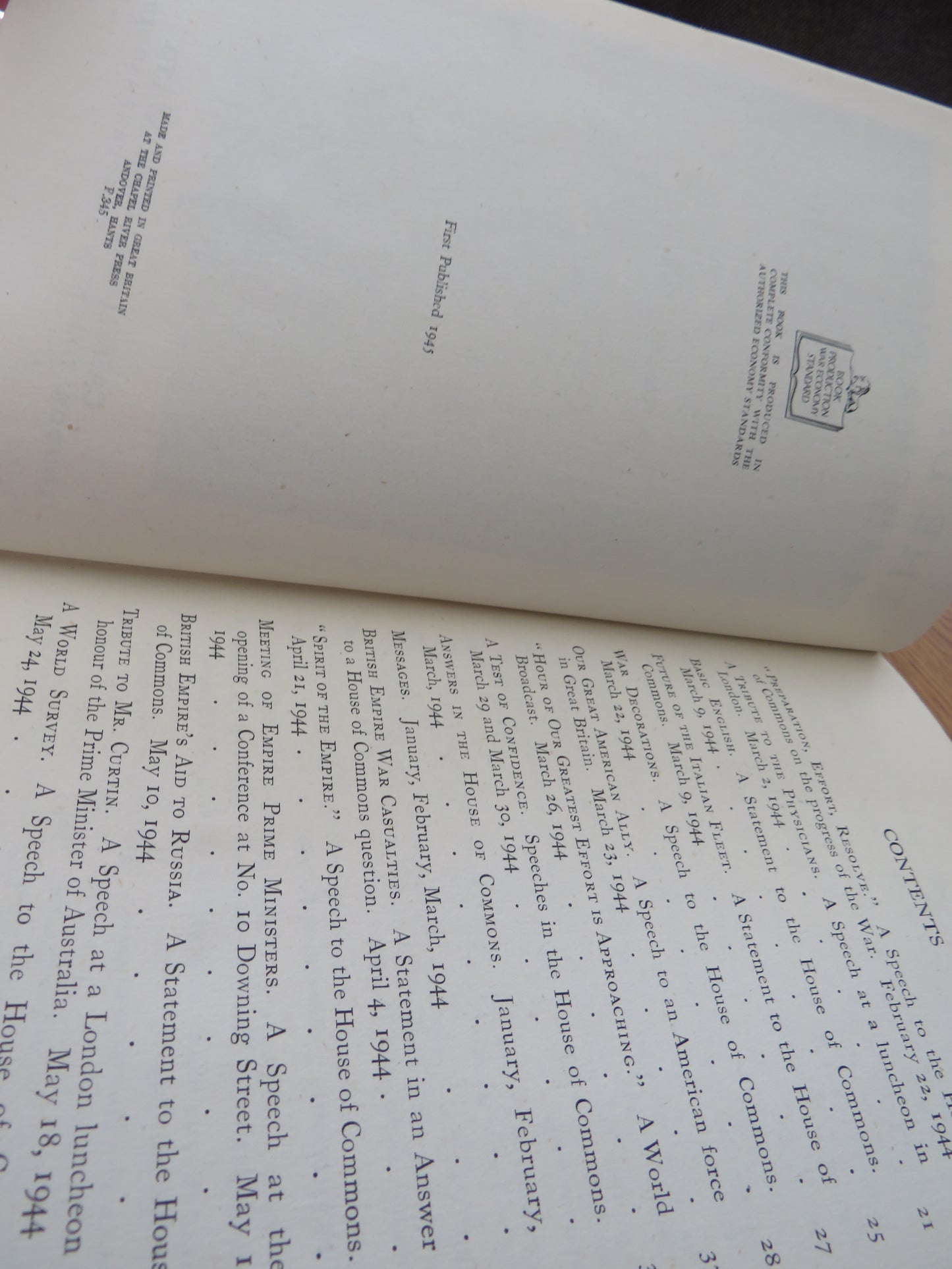 The Dawn of Liberation War Speeches By The Right Hon. Winston S. Churchill 1944