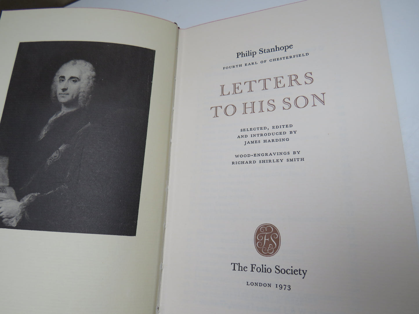 Philip Stanhope Fourth Earl of Chesterfield Letters To His Son 1973 Folio Society